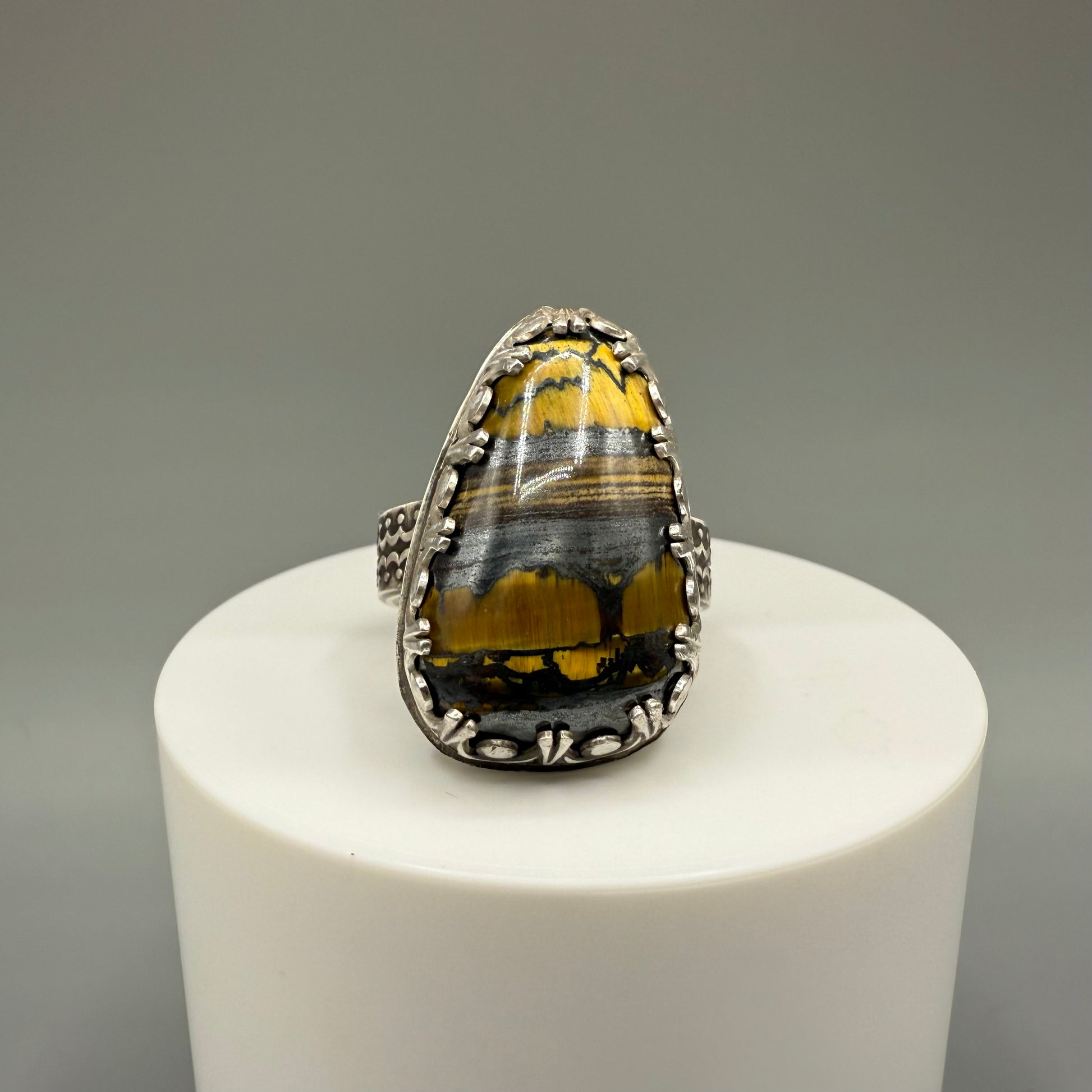 Tiger Iron Sterling Silver Ring