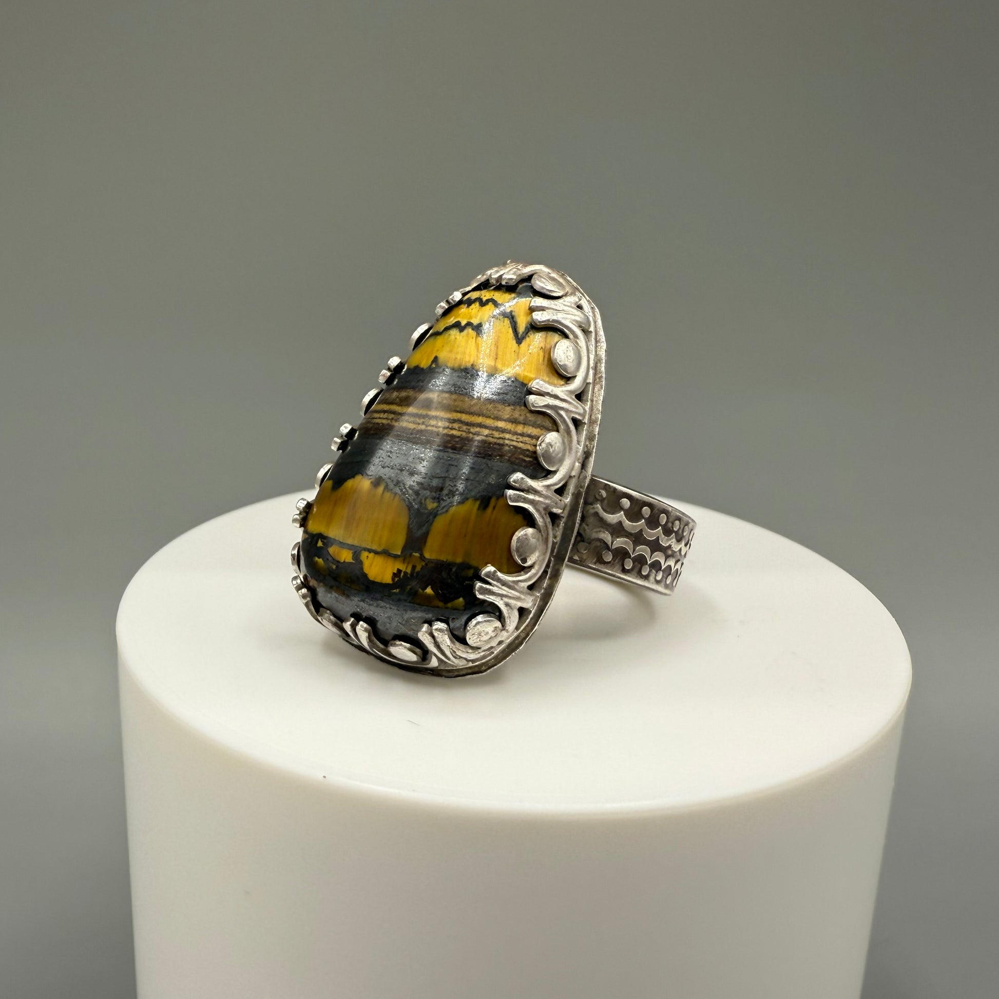 Tiger Iron Sterling Silver Ring