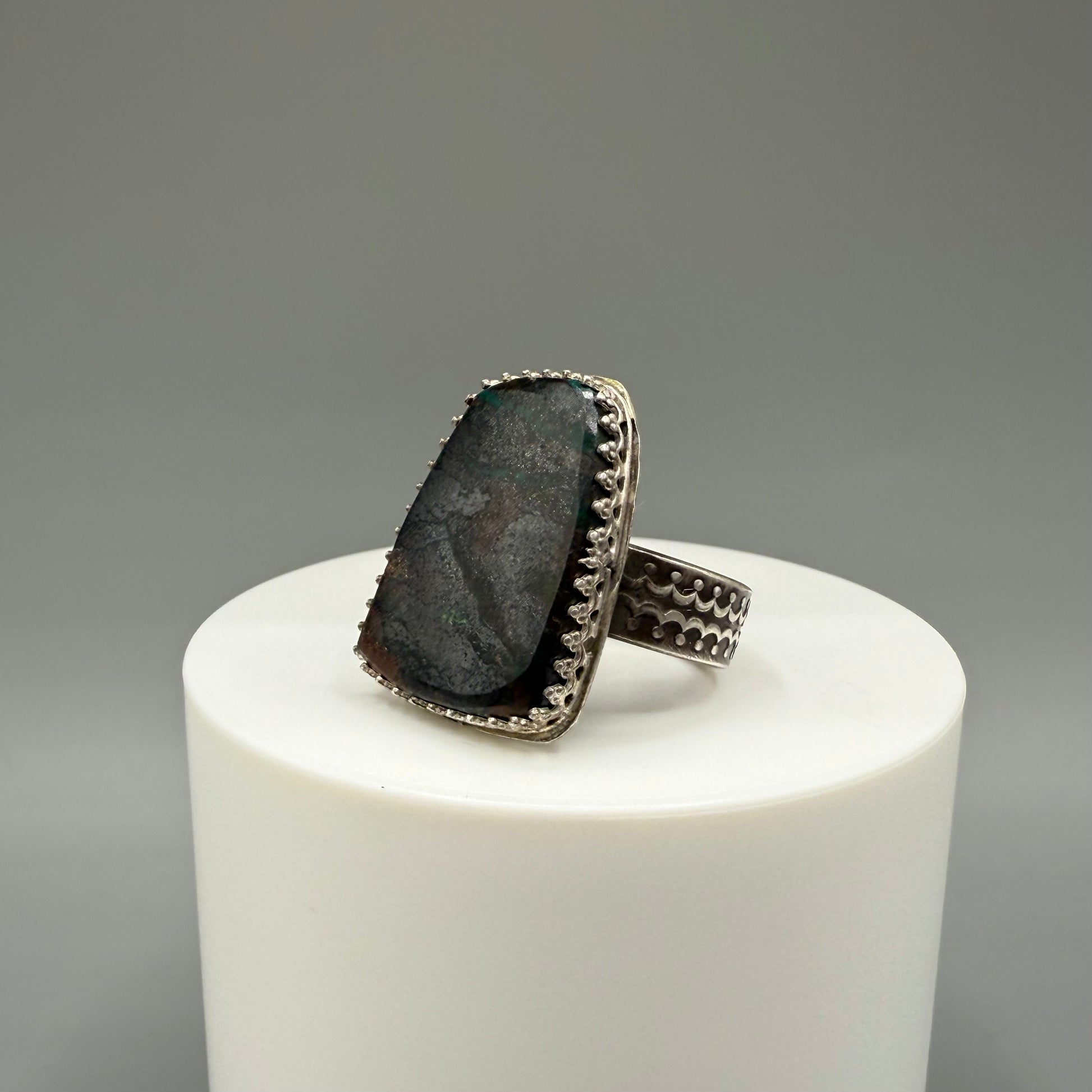 Rough Chrysocolla Sterling Silver Ring