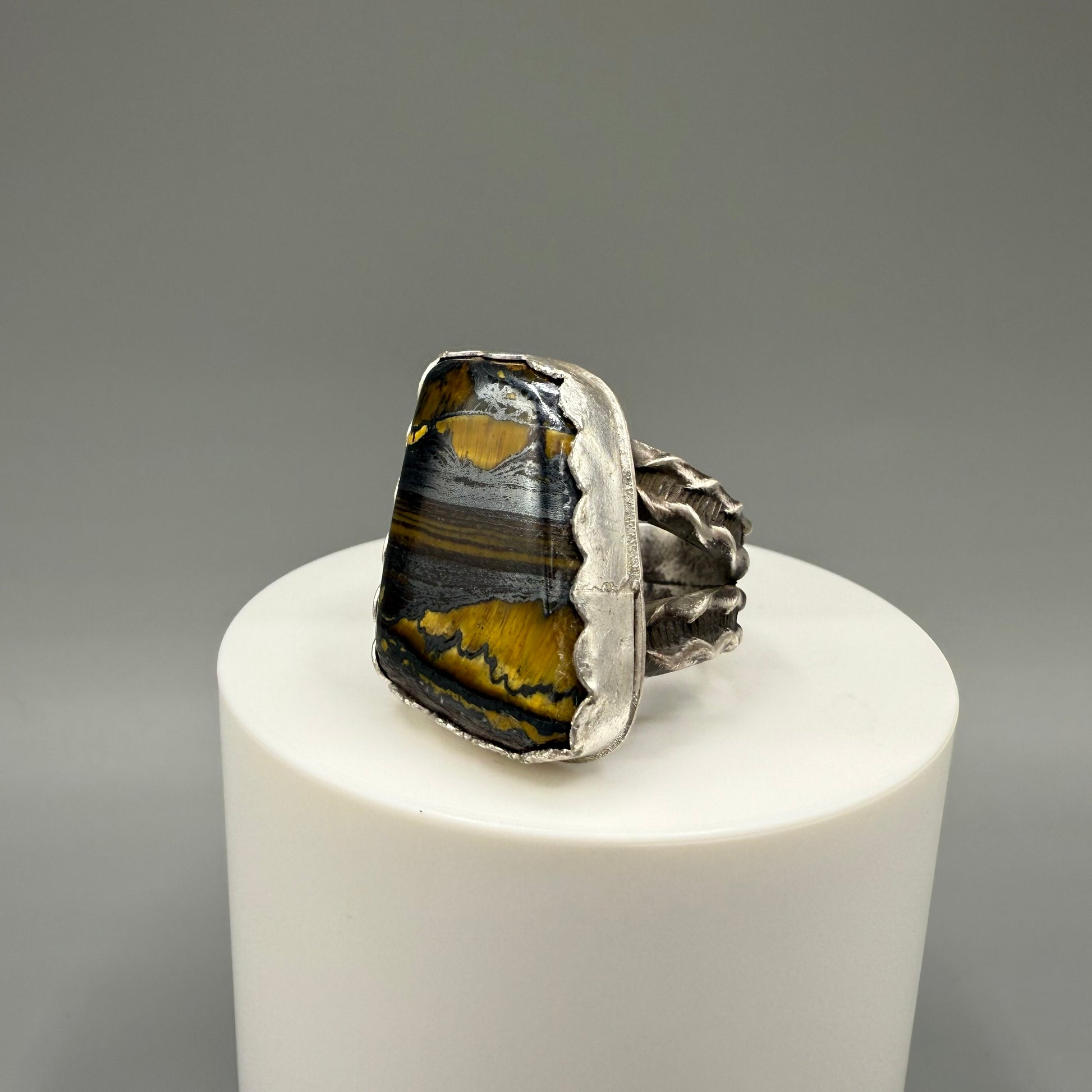 Tiger Iron Sterling Silver Ring