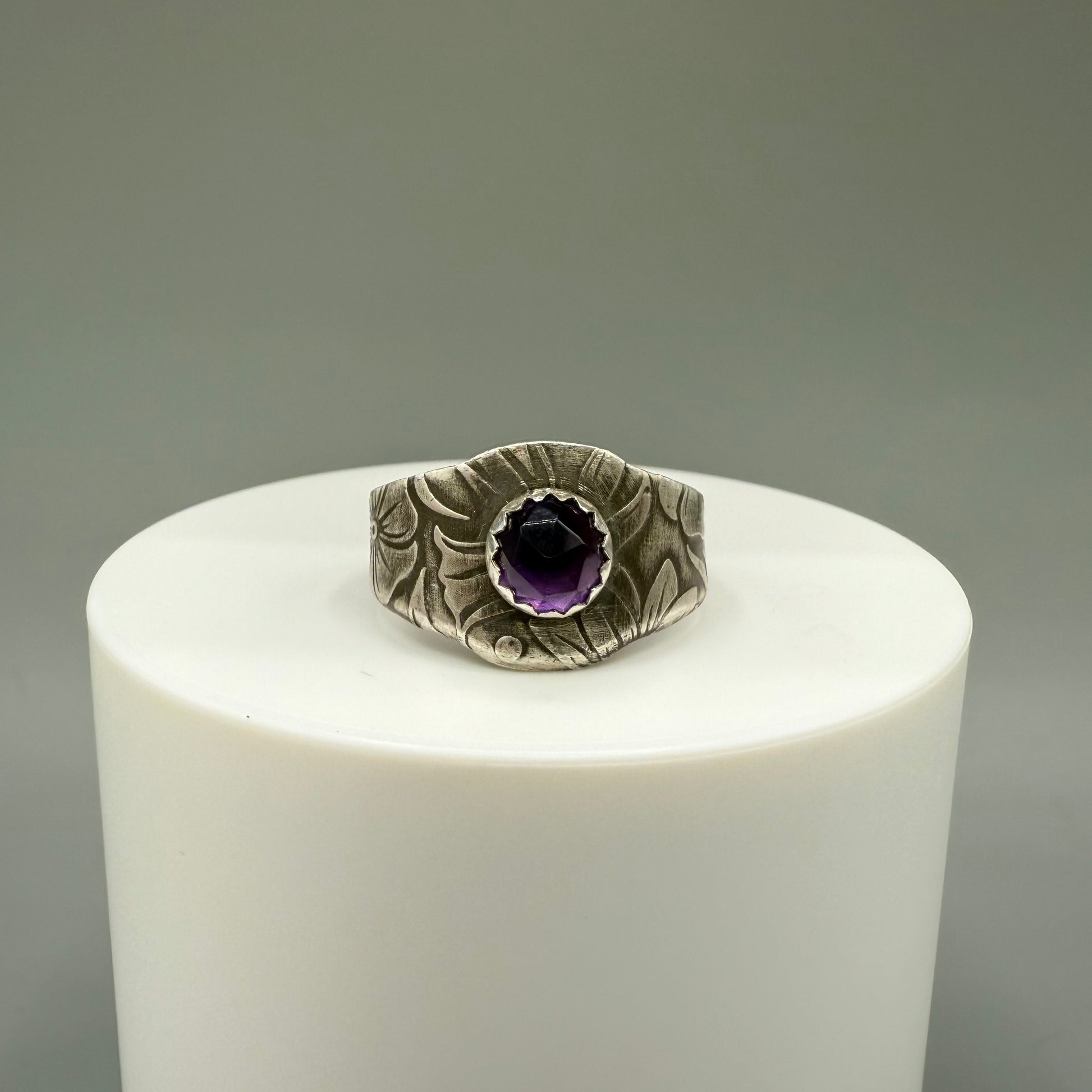Rose Cut Amethyst Sterling Silver Ring
