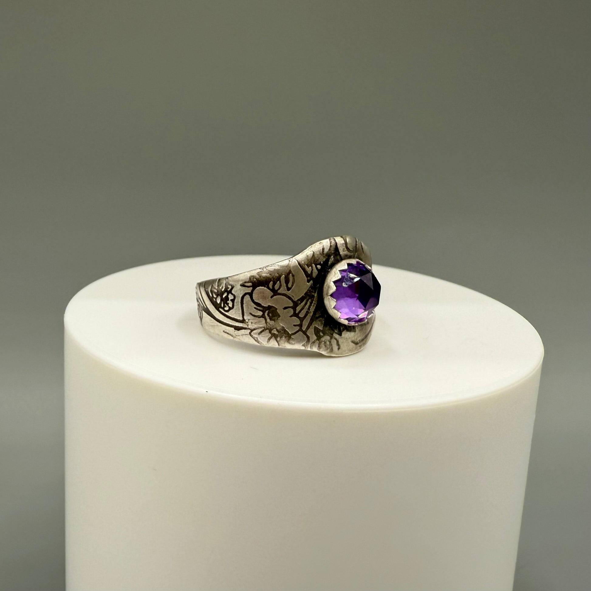 Rose Cut Amethyst Sterling Silver Ring