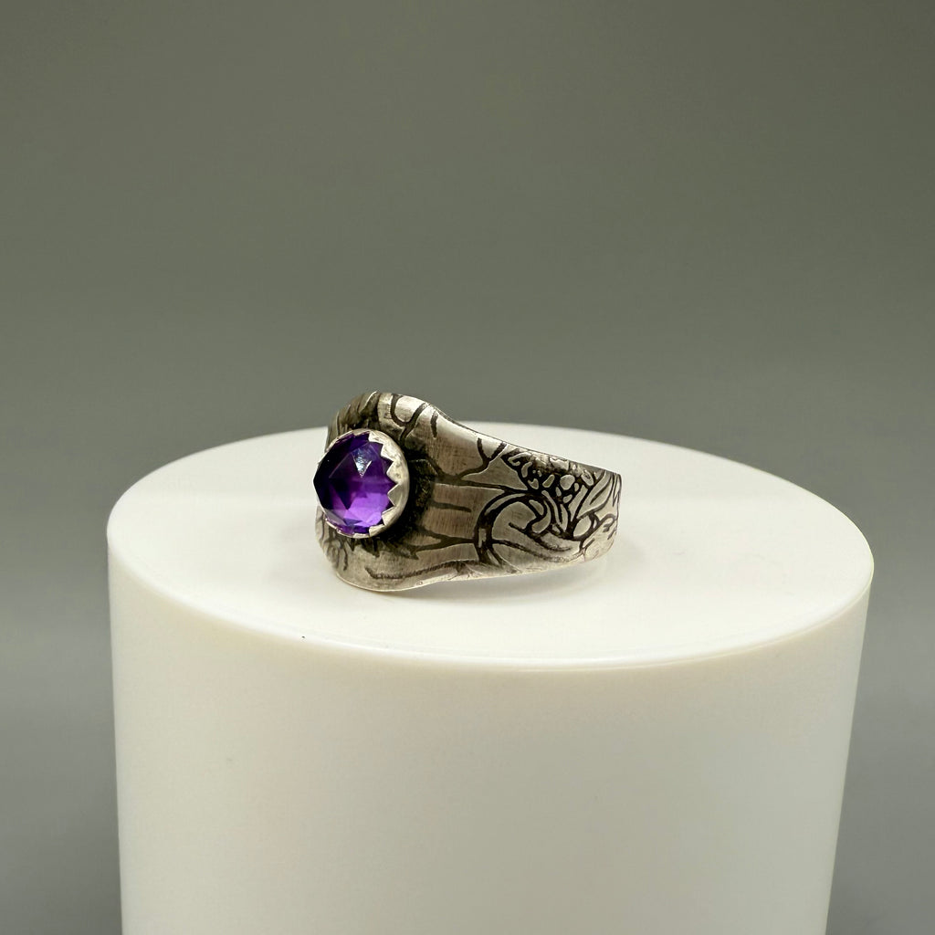 Rose Cut Amethyst Sterling Silver Ring