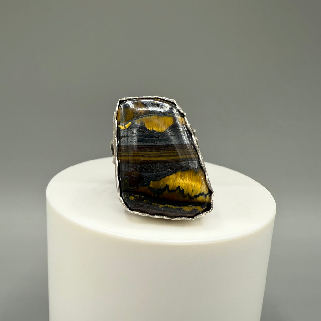 Tiger Iron Sterling Silver Ring