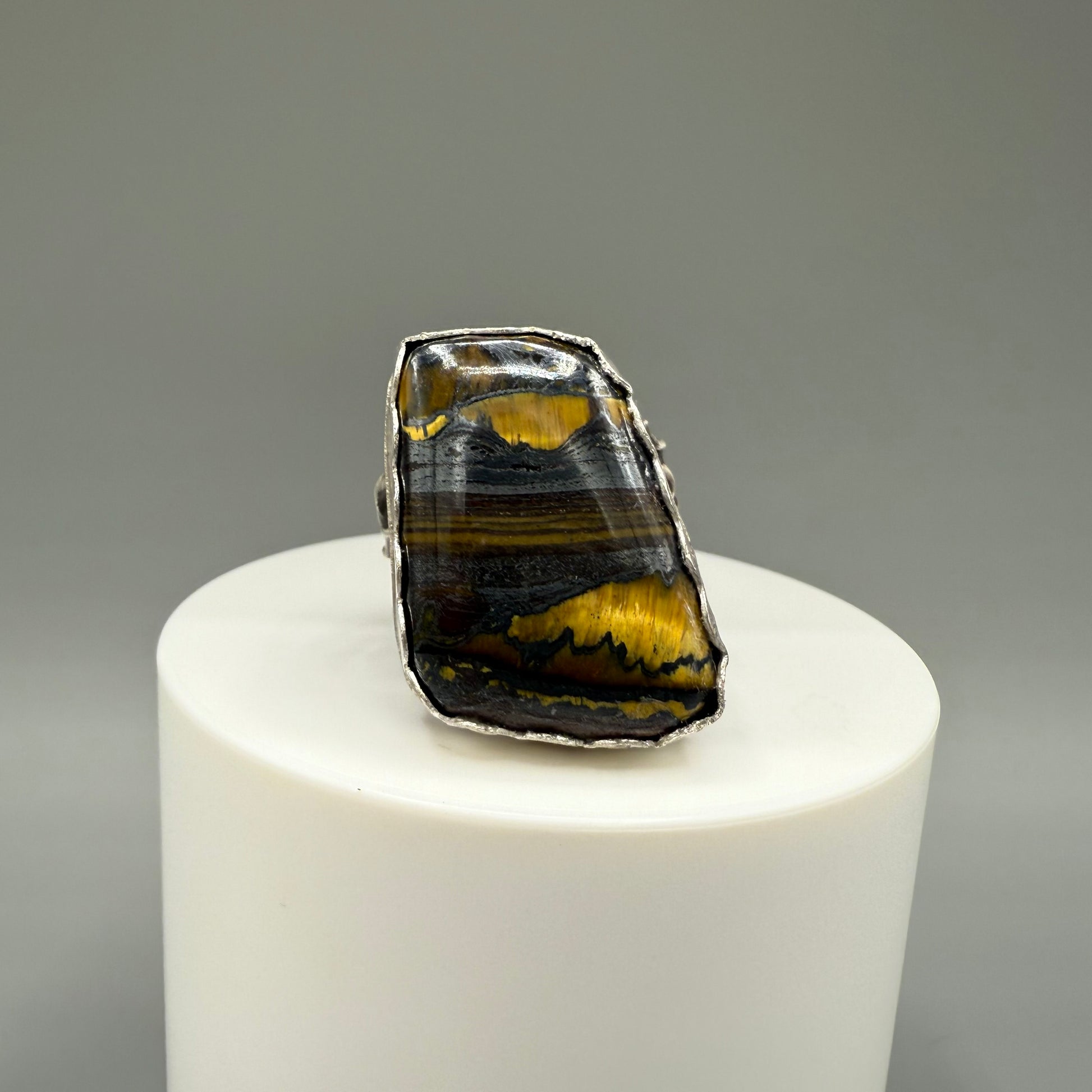 Tiger Iron Sterling Silver Ring