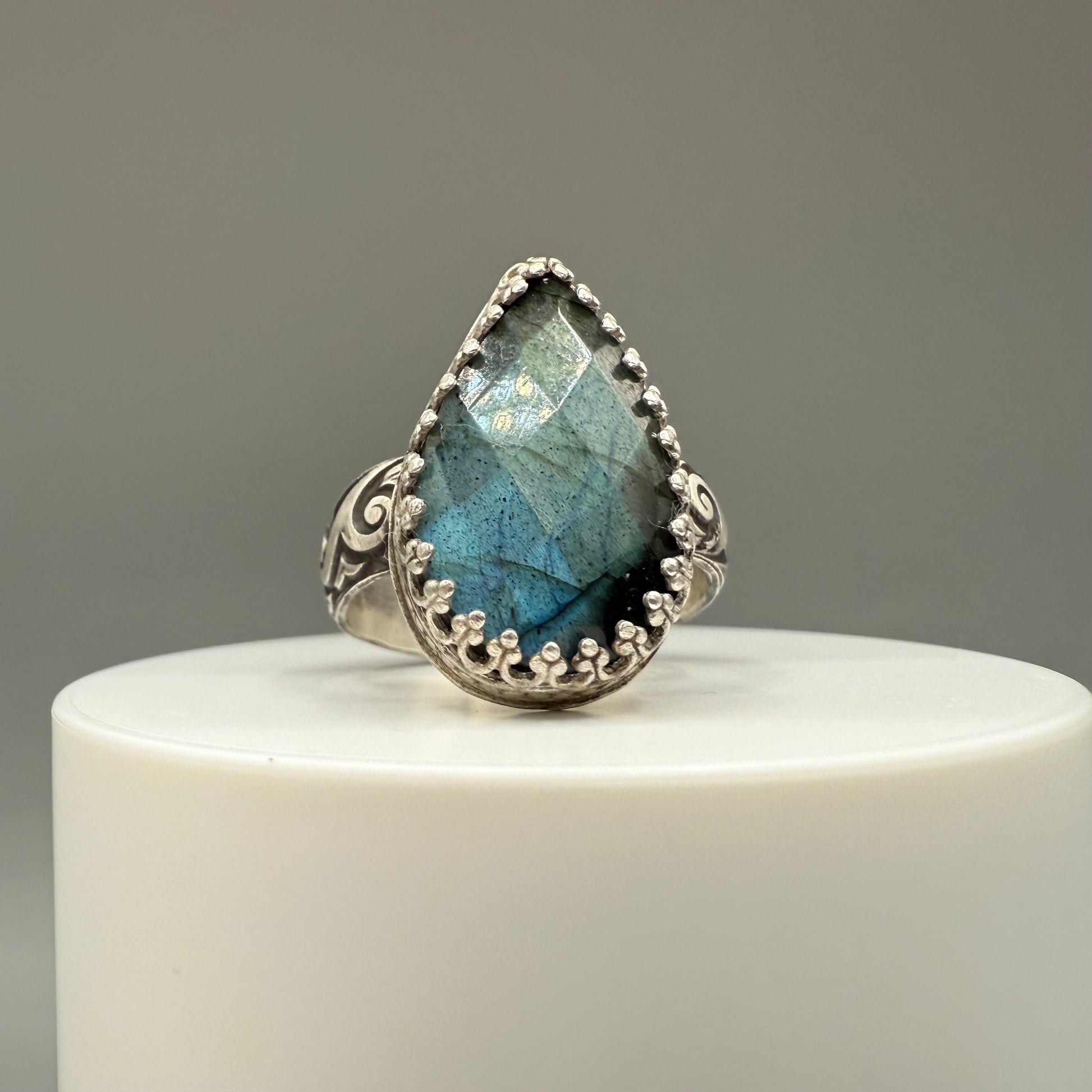 Faceted Labradorite Sterling Silver Ring