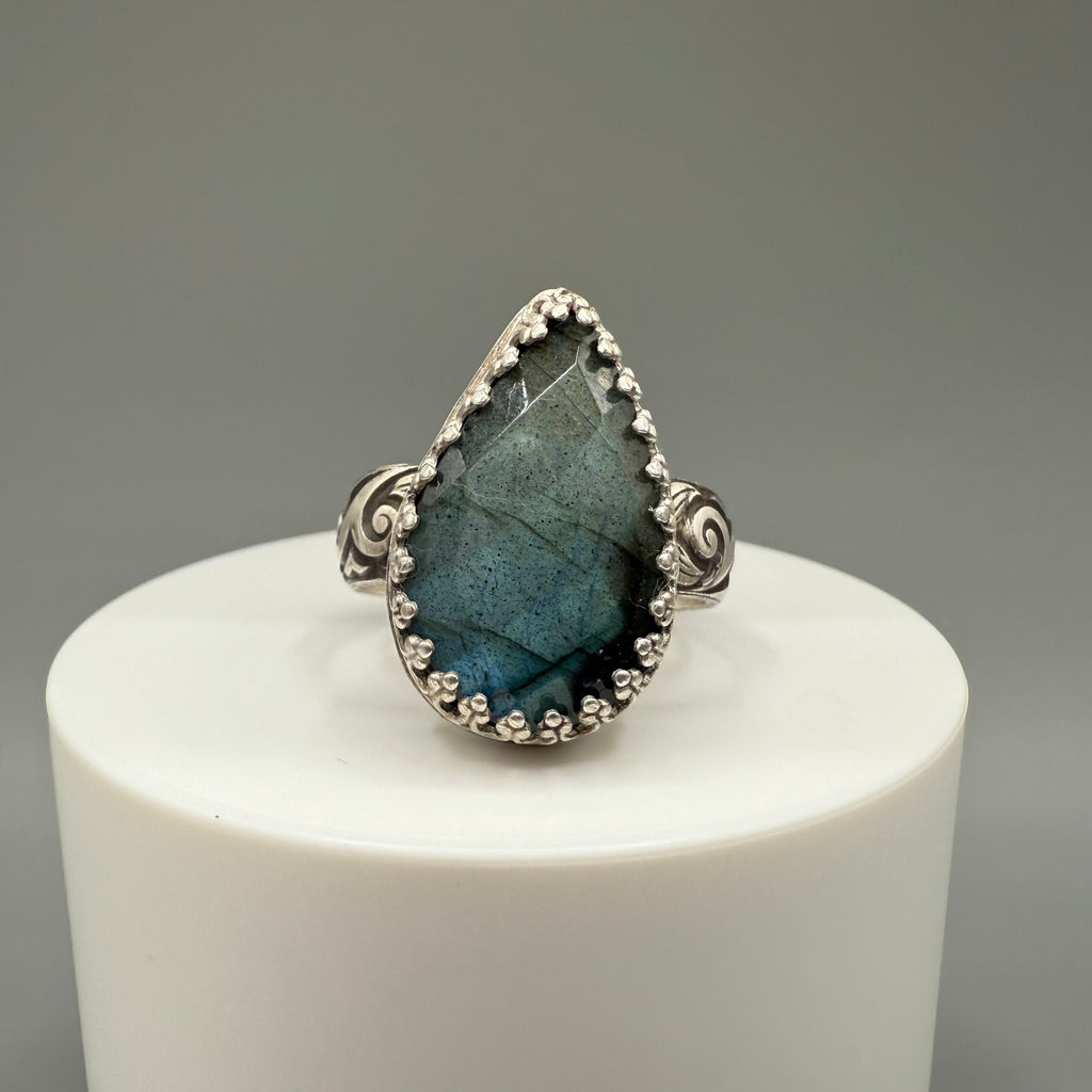 Faceted Labradorite Sterling Silver Ring