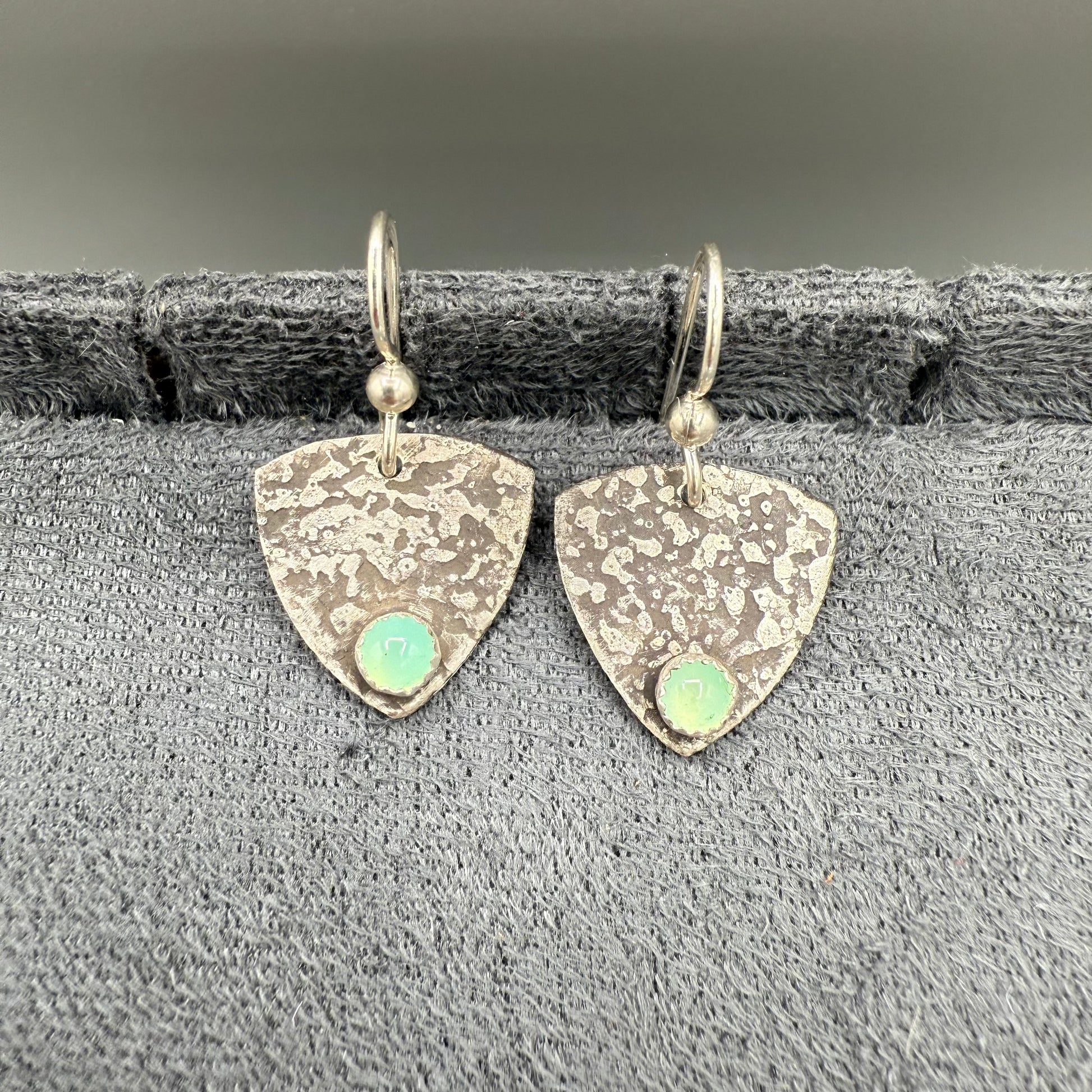 Green Moonstone Sterling Silver Earrings
