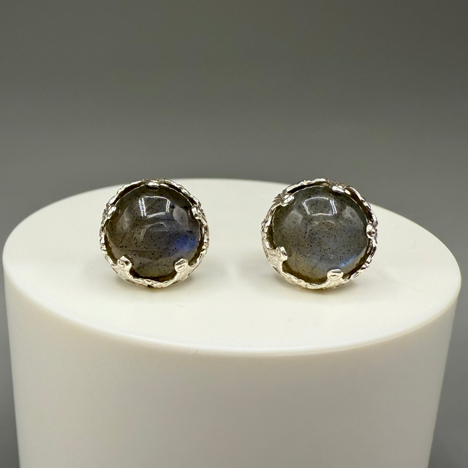 Labradorite Round Stud Sterling Silver Stud Earrings
