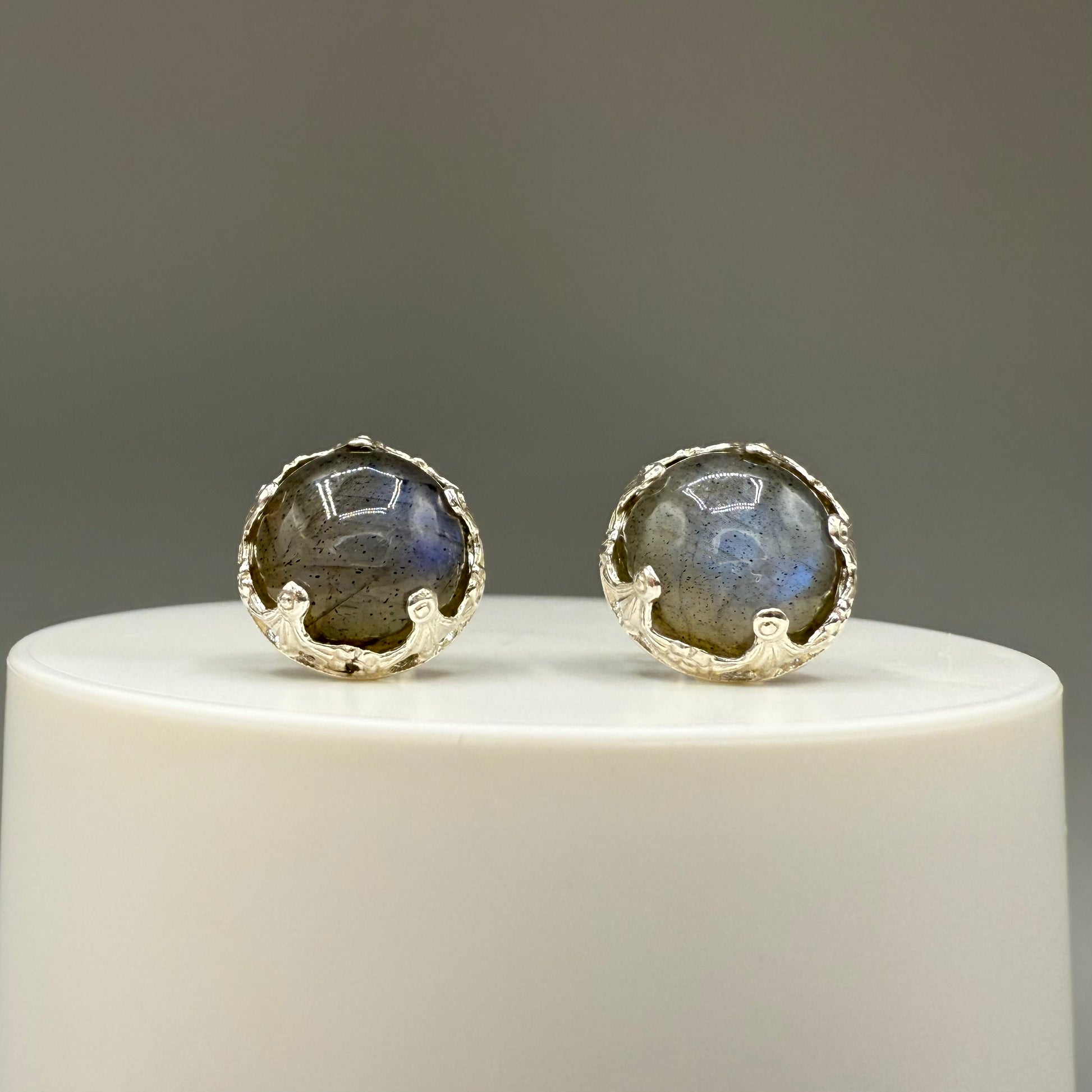 Labradorite Round Stud Sterling Silver Stud Earrings