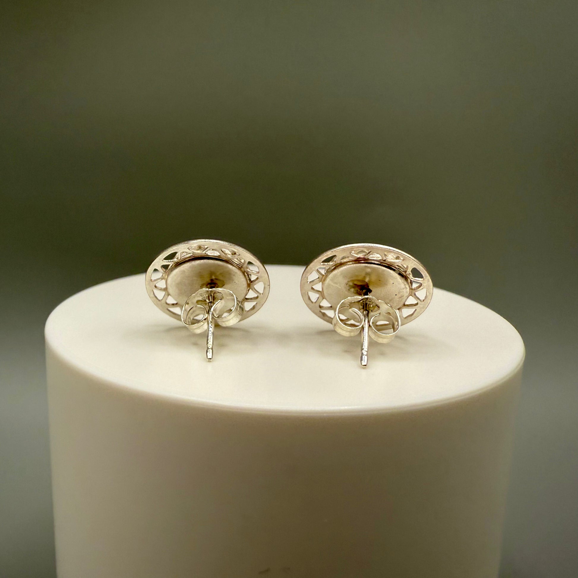 White Opal Sterling Silver Stud Earrings