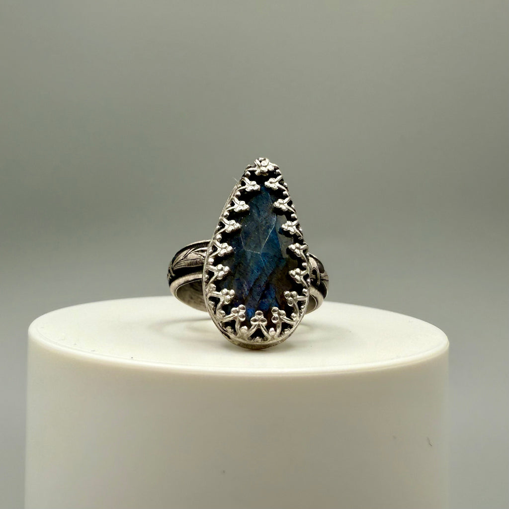 Faceted Labradorite Sterling Silver Ring