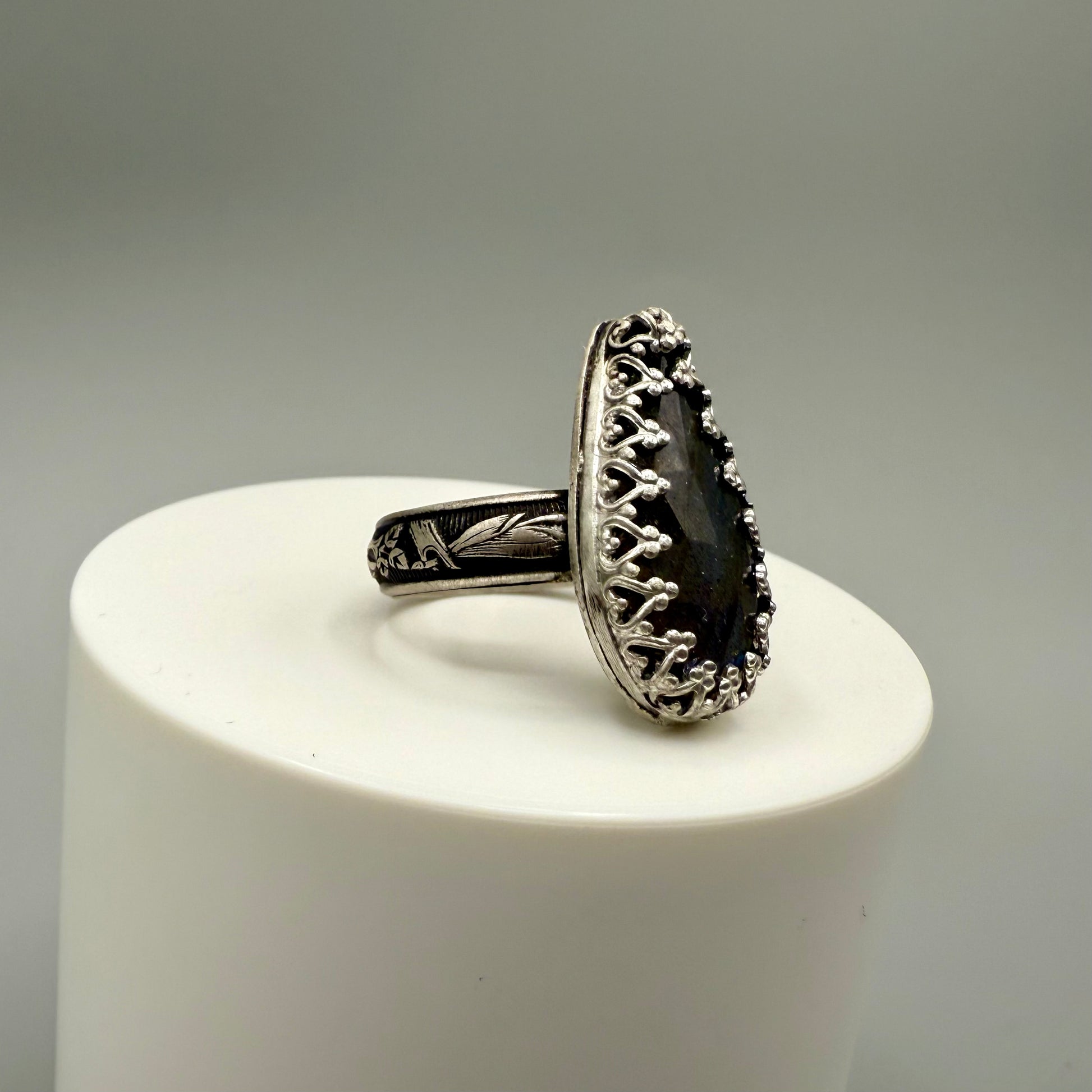 Faceted Labradorite Sterling Silver Ring