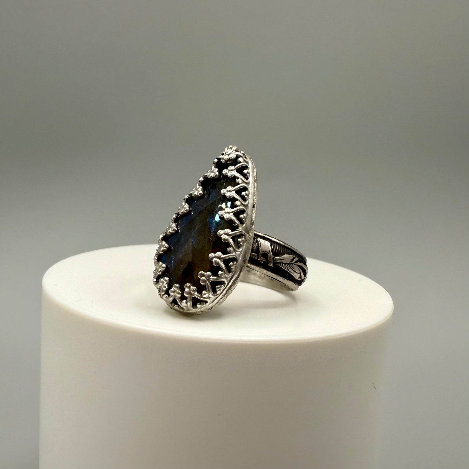 Faceted Labradorite Sterling Silver Ring