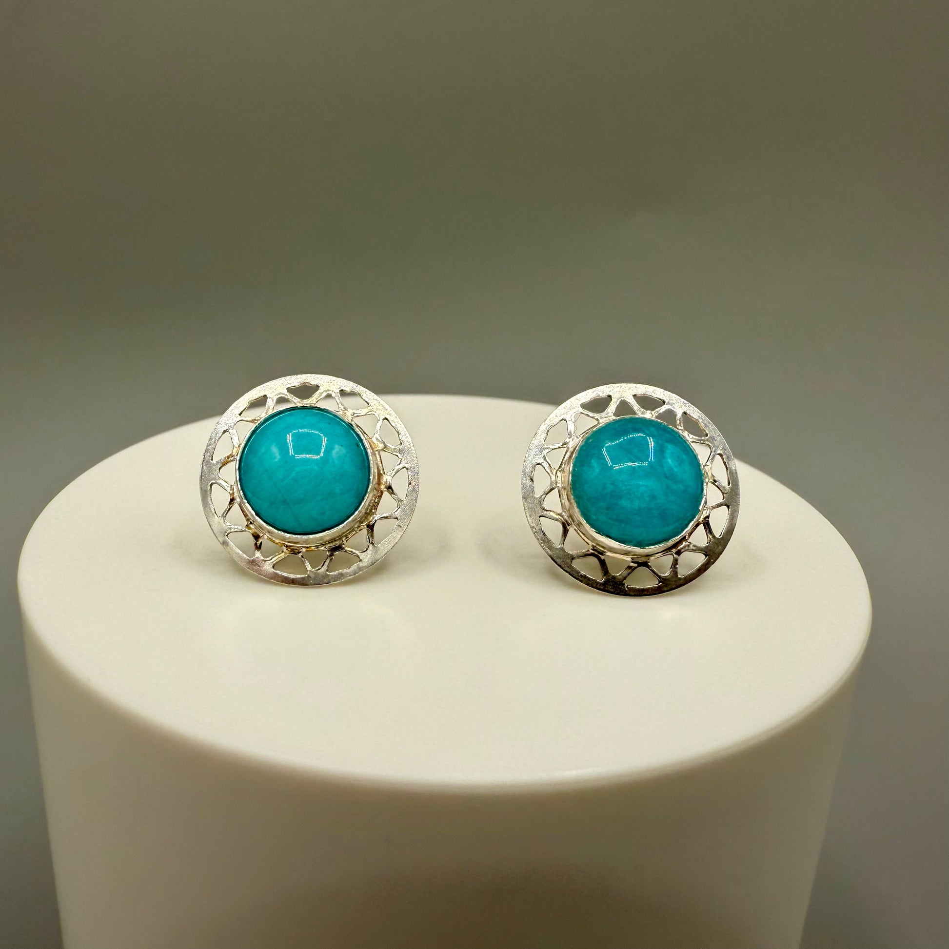 Amazonite Sterling Silver Stud Earrings