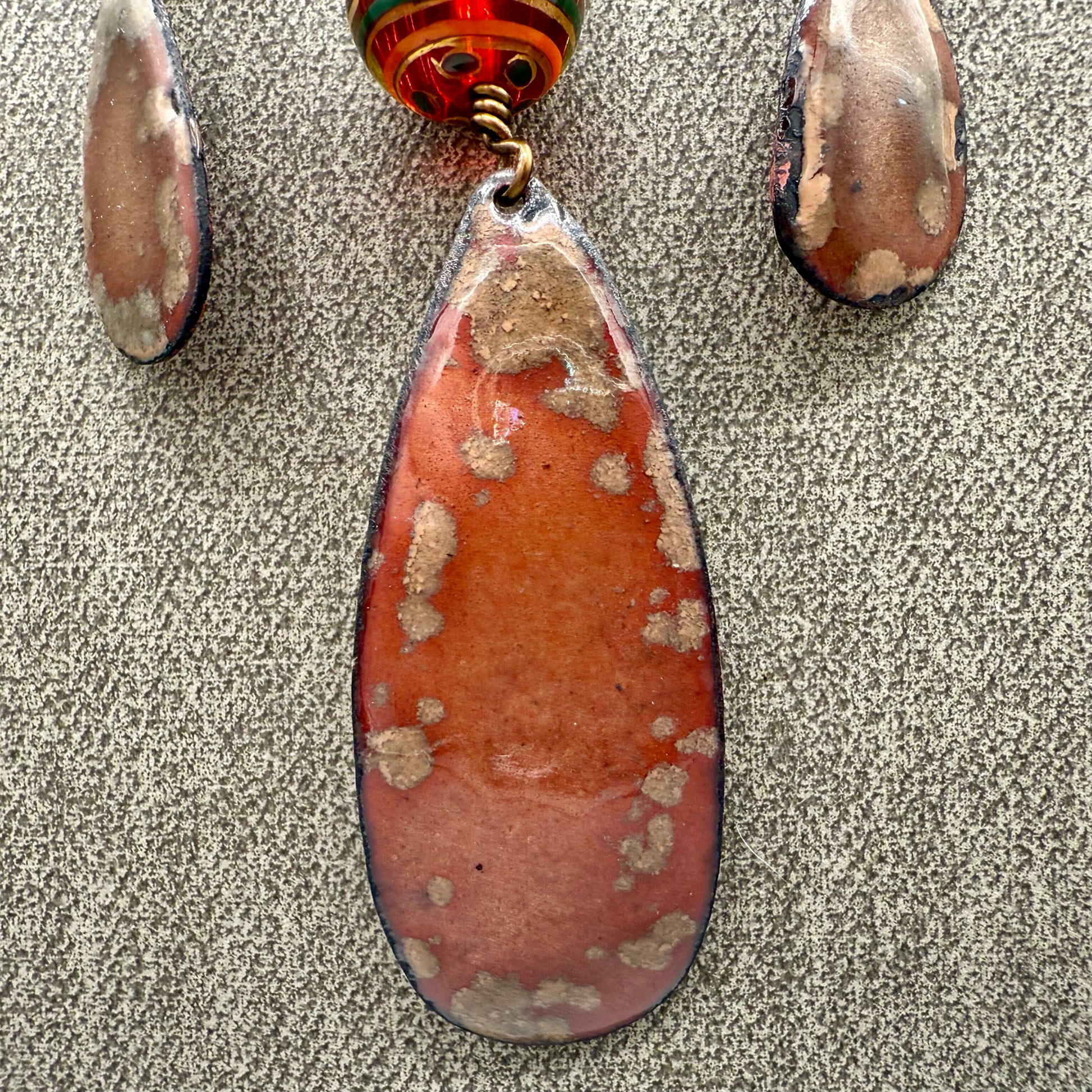 Enameled Copper Necklace and Earring Set