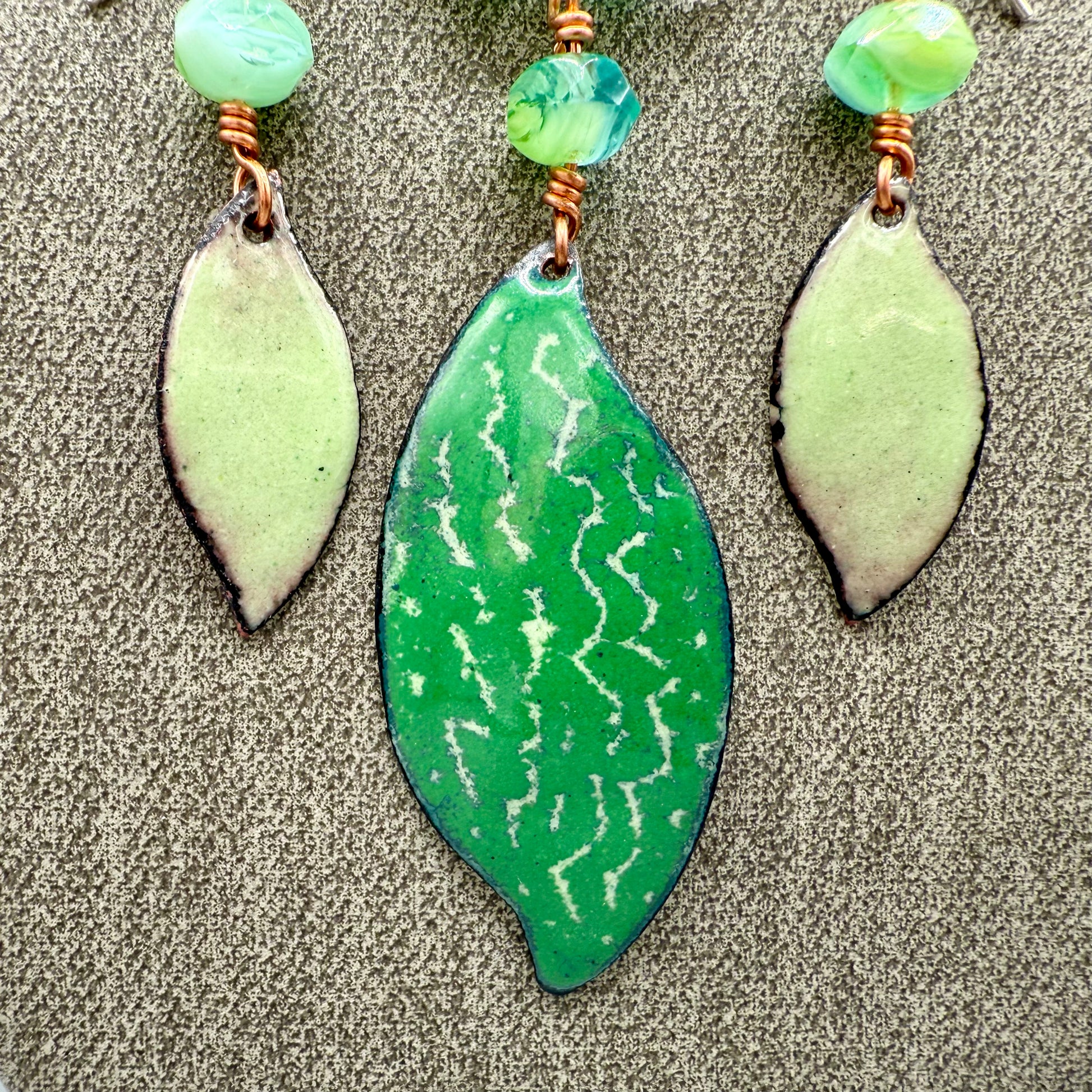 Enameled Copper Necklace and Earring Set