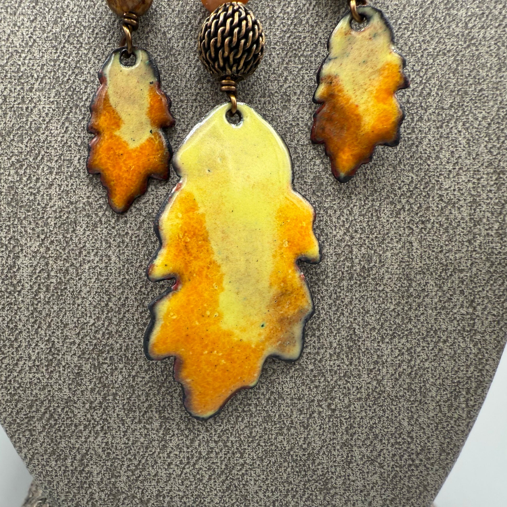 Enameled Copper Necklace and Earring Set