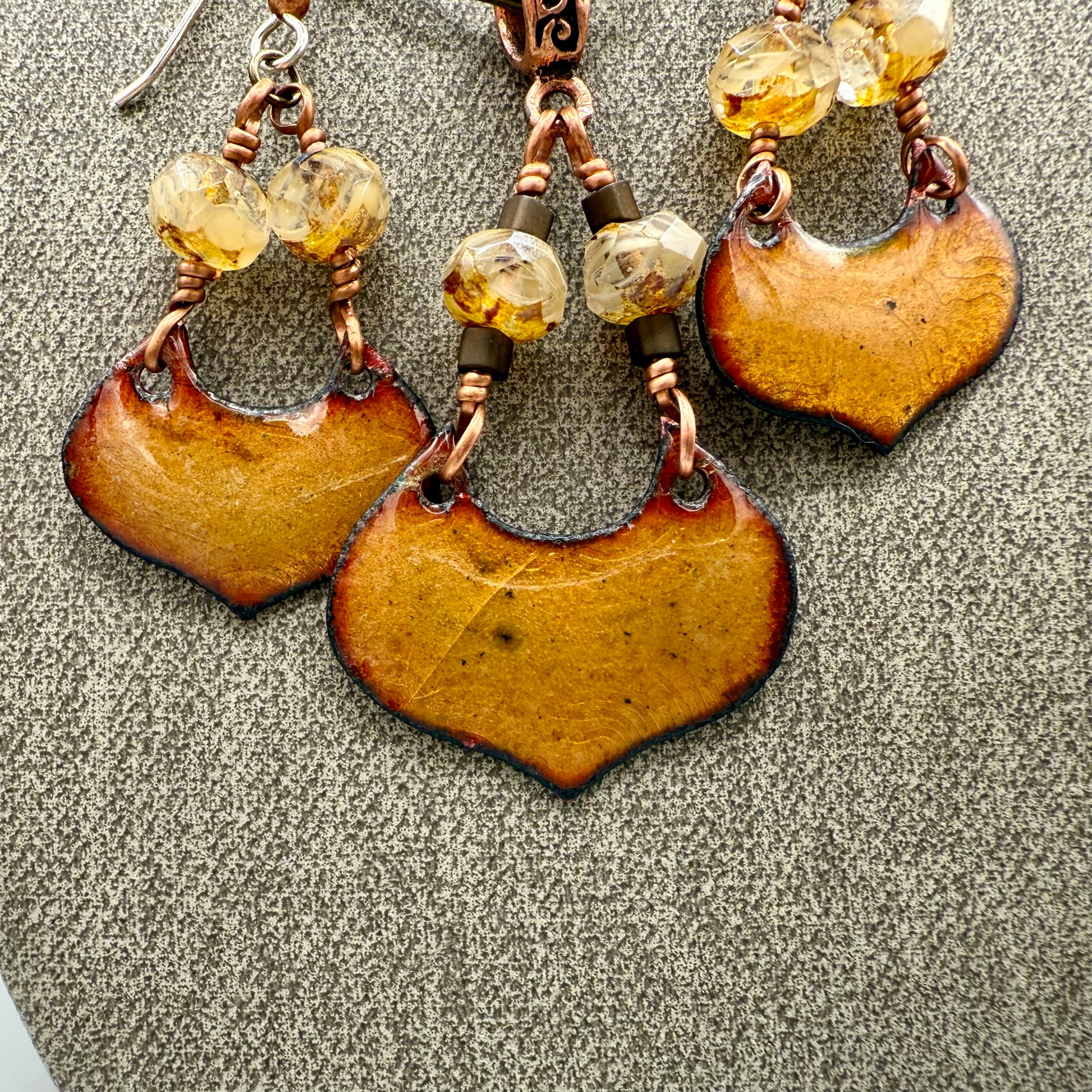 Enameled Copper Necklace and Earring Set