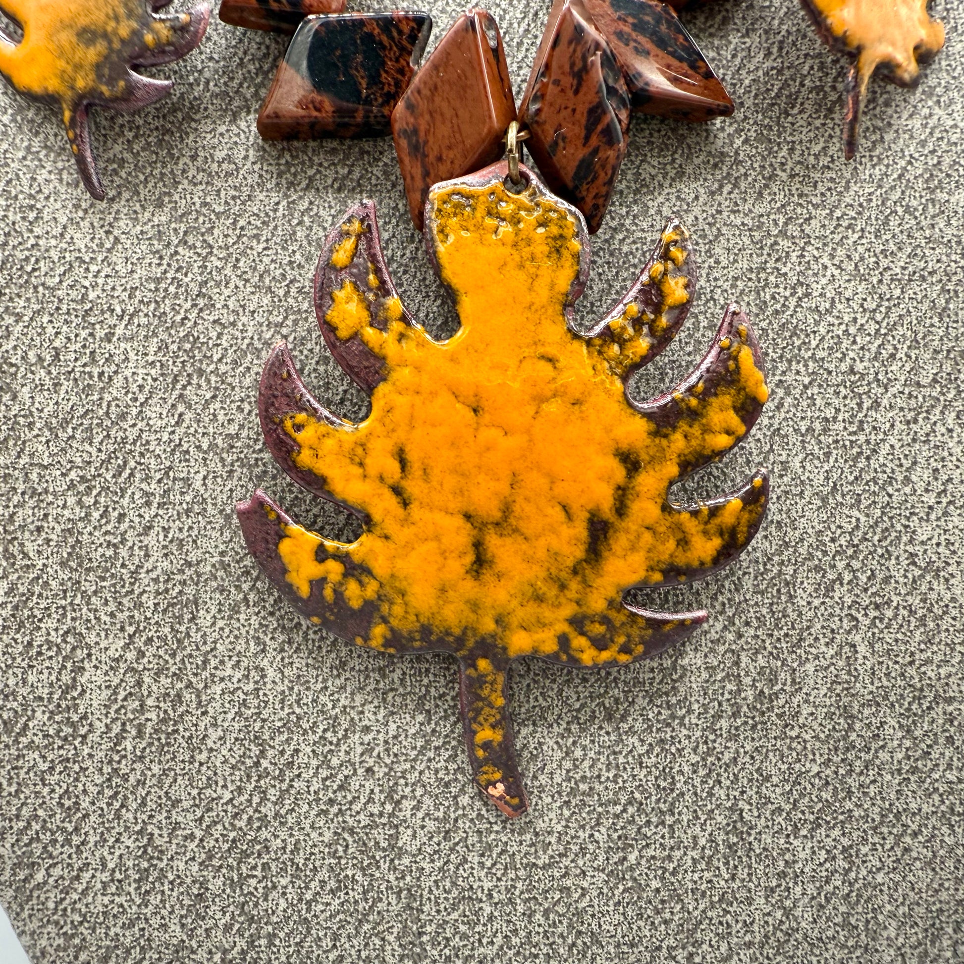 Enameled Copper Necklace and Earring Set