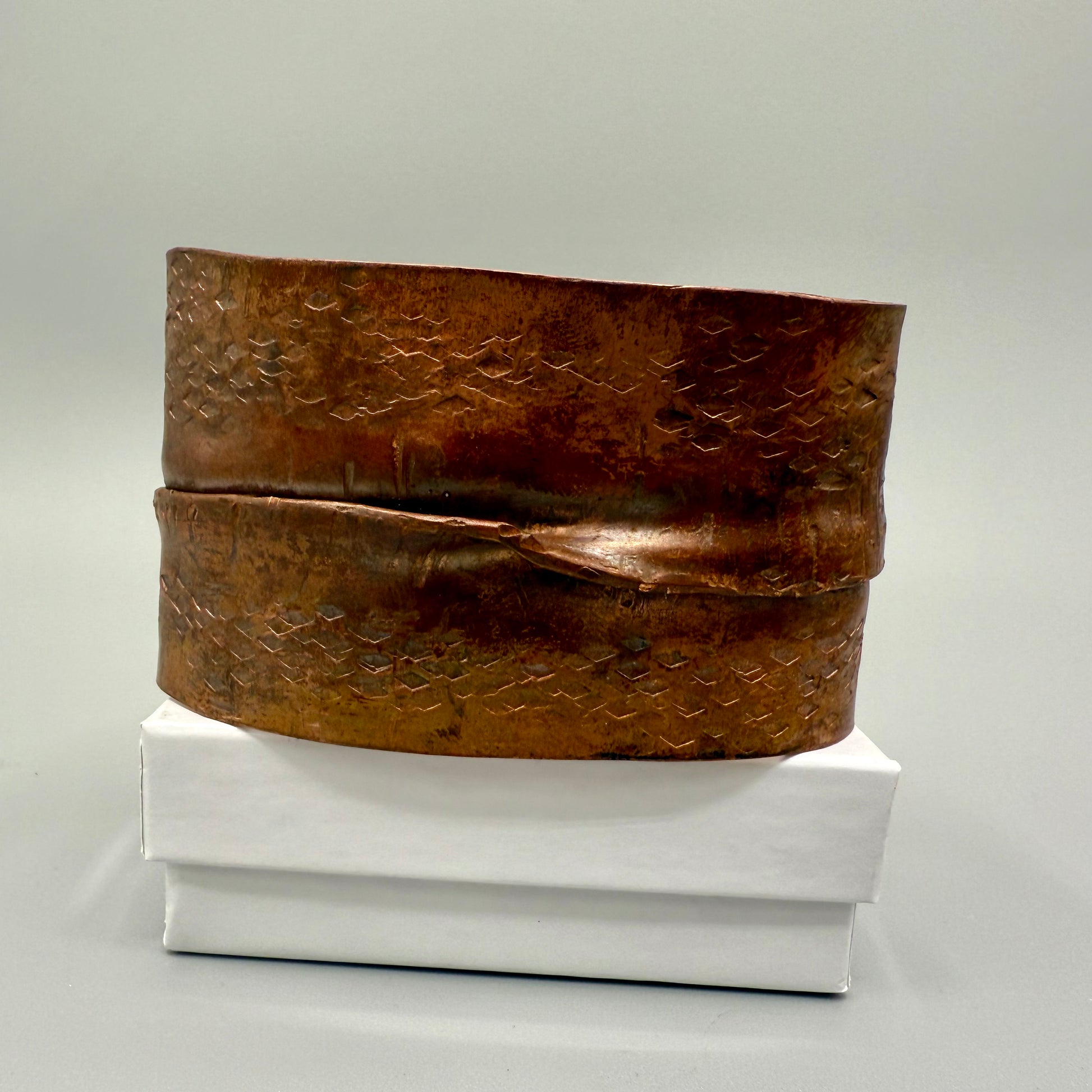 Fold Formed Hammered Copper Cuff Bracelet