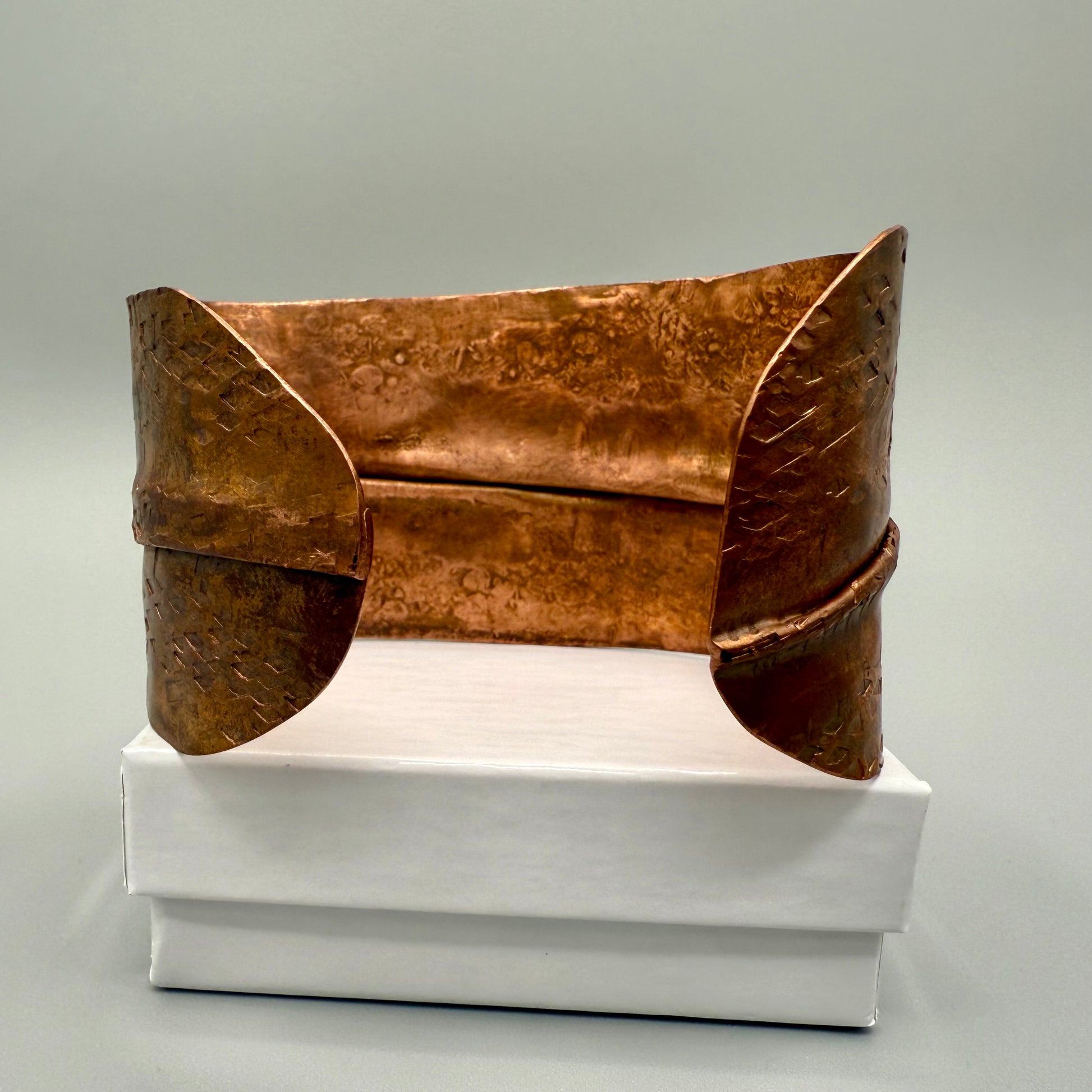 Fold Formed Hammered Copper Cuff Bracelet