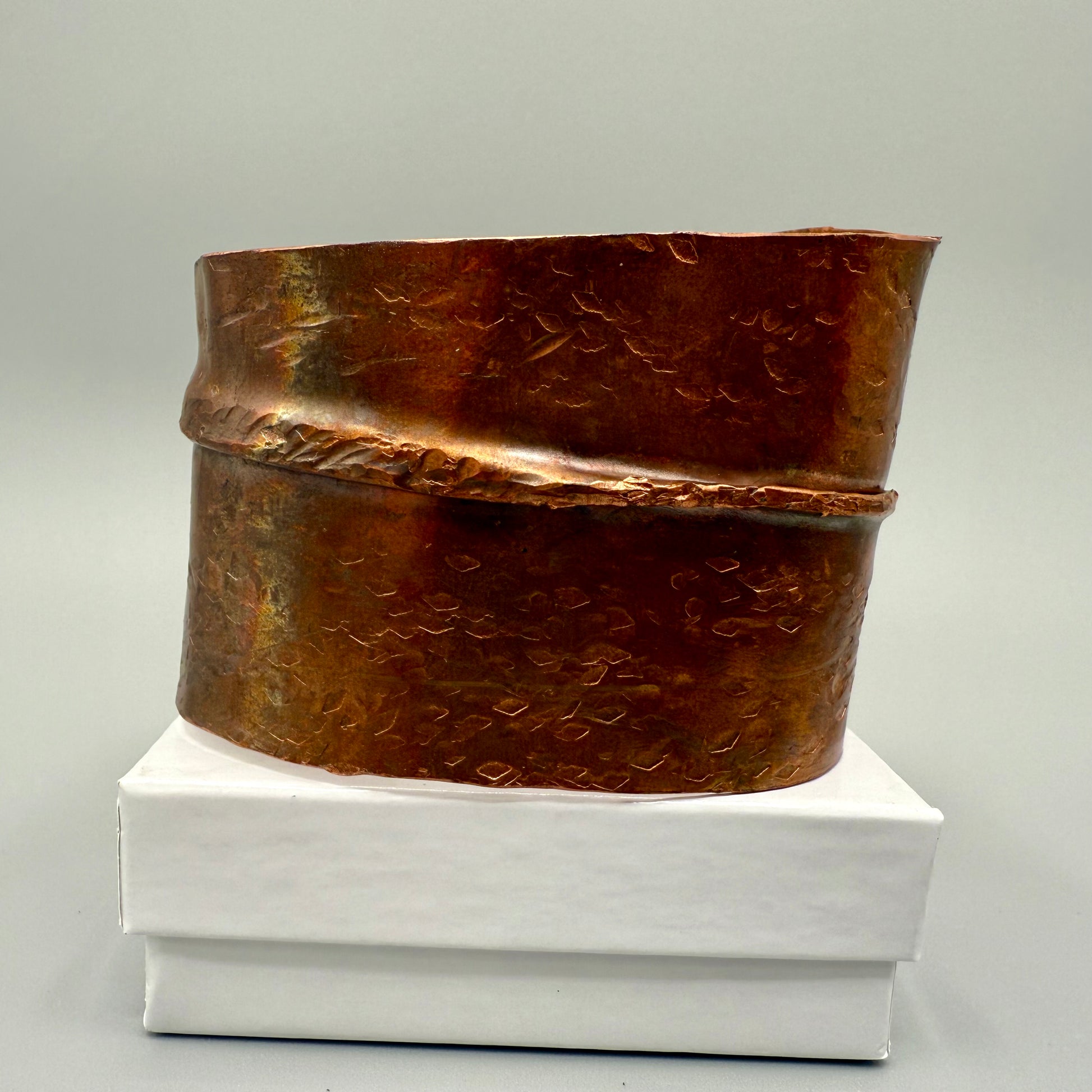 Fold Formed Hammered Copper Cuff Bracelet