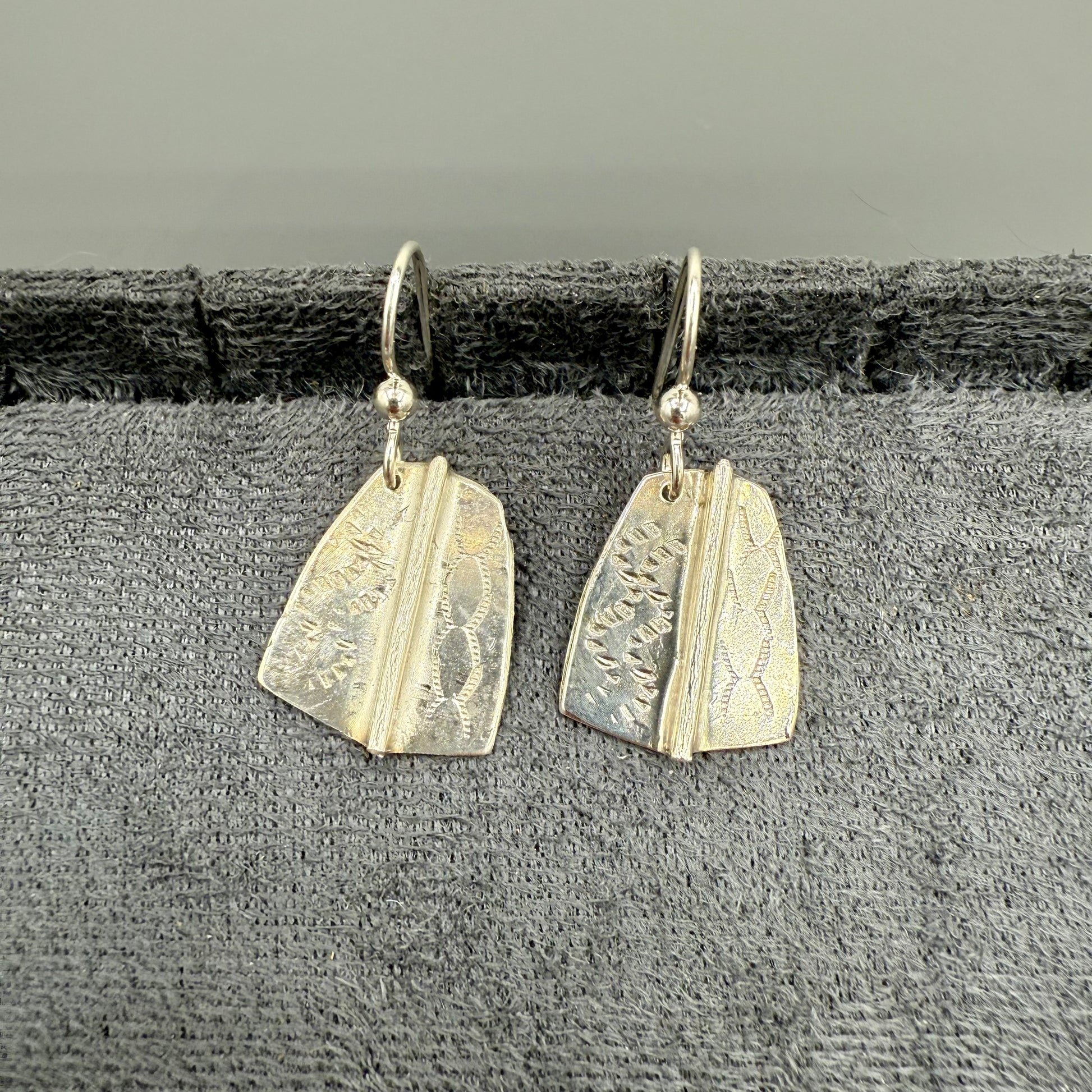 Fold Formed Hammered Sterling Silver Earrings