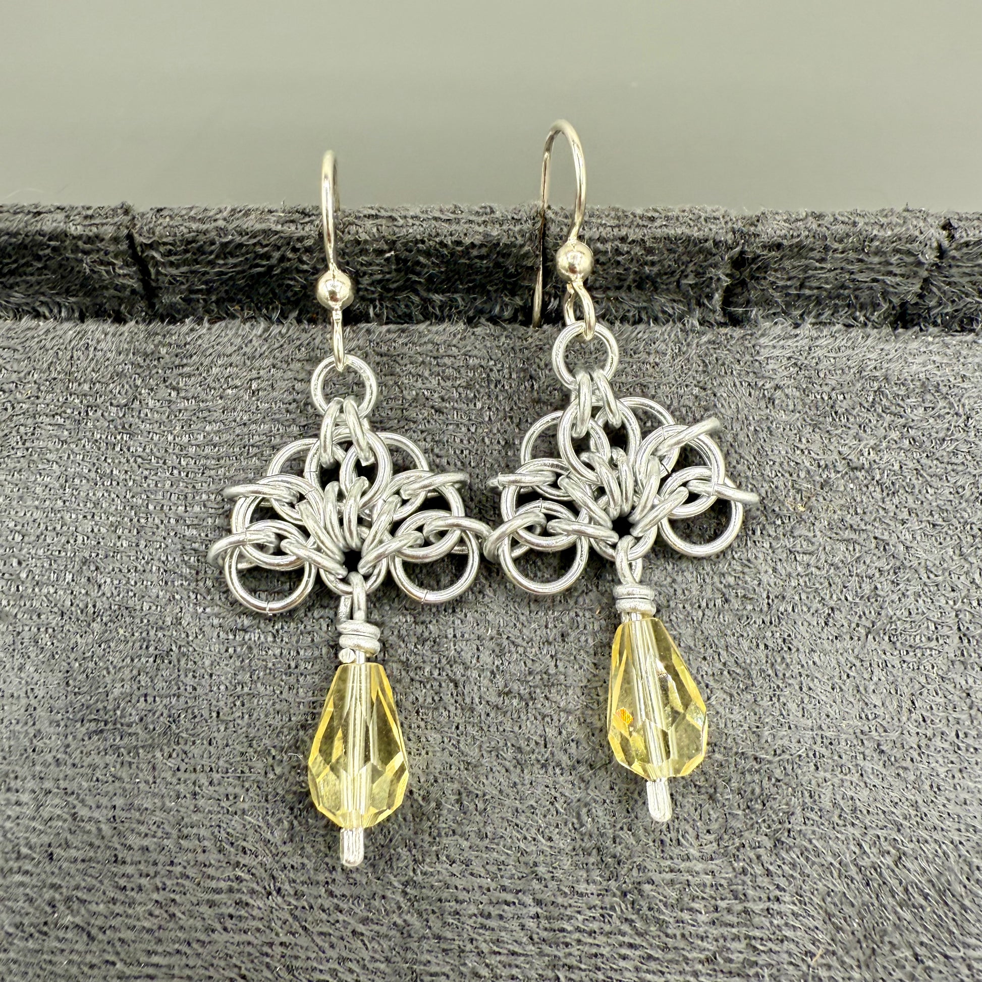 Aluminum Chainmaille Beaded Earrings