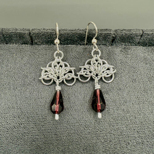 Aluminum Chainmaille Beaded Earrings