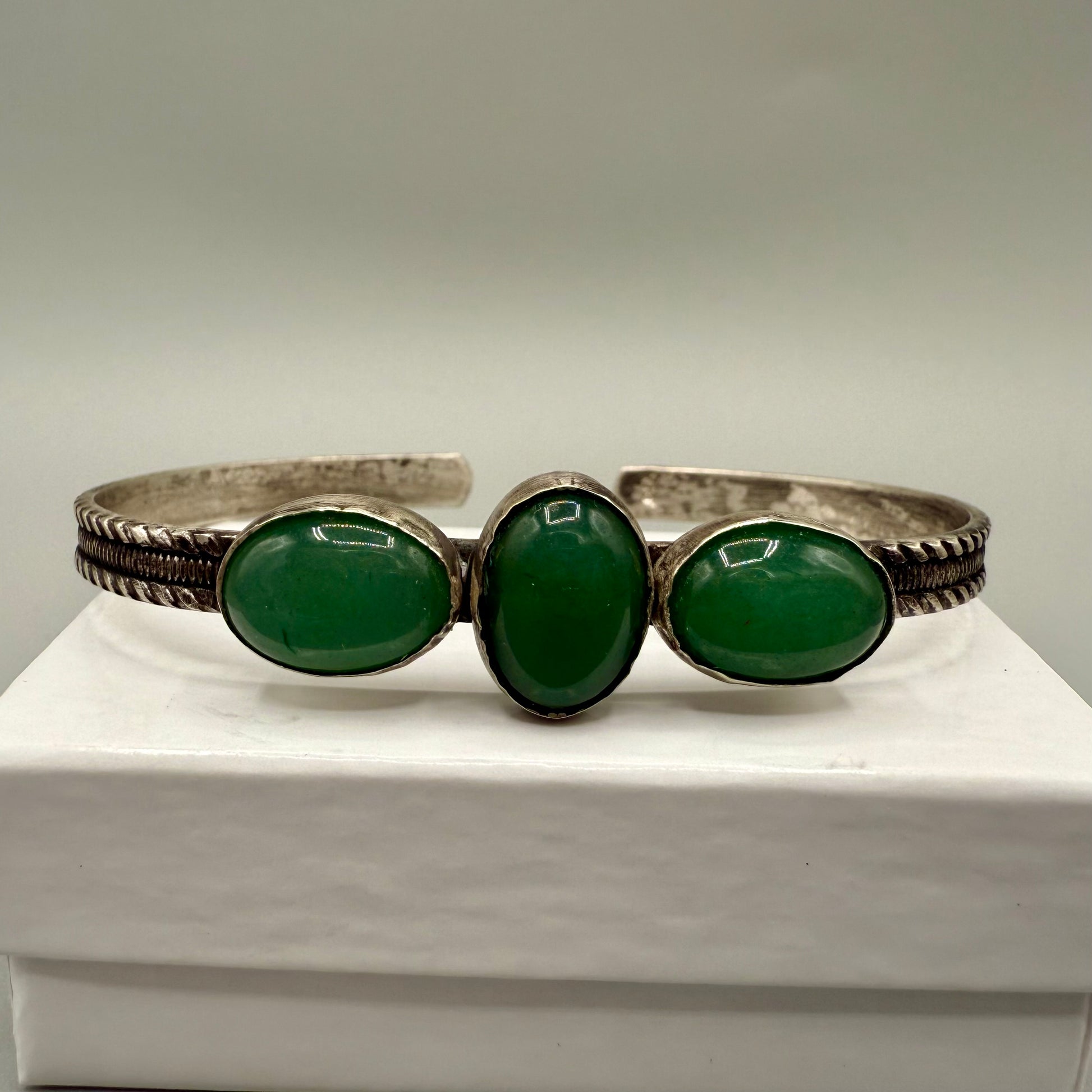 Jade Sterling Silver Cuff Bracelet