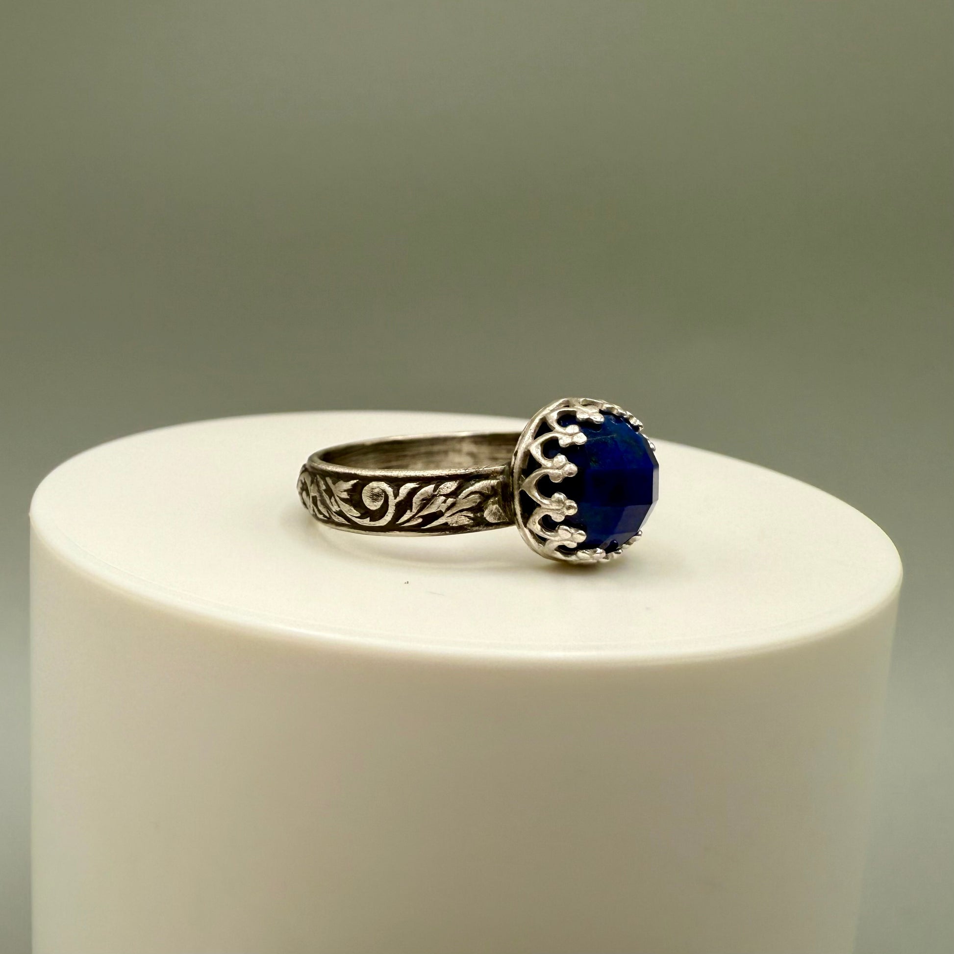 Faceted Lapis Lazuli Sterling Silver Ring