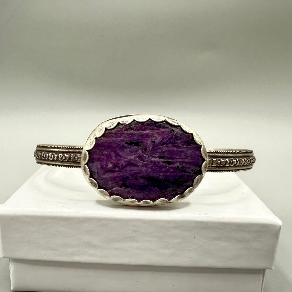 Charoite Sterling Silver Cuff Bracelet