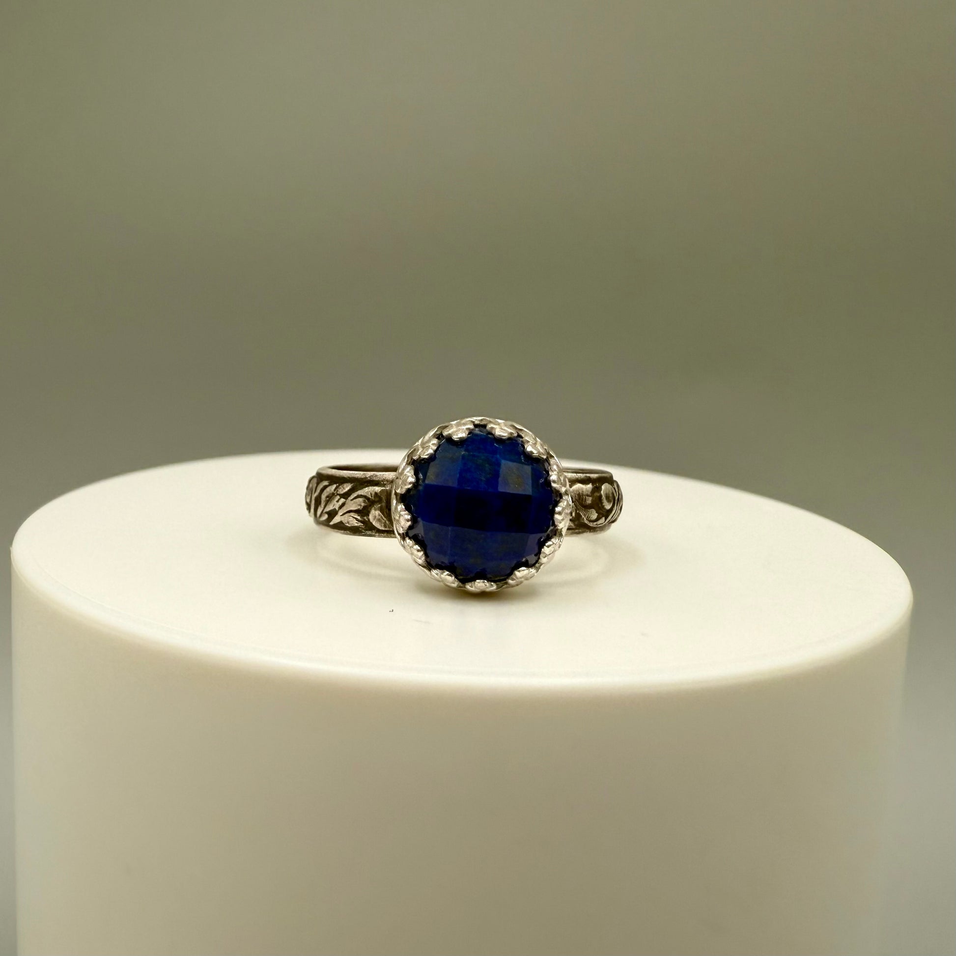Faceted Lapis Lazuli Sterling Silver Ring