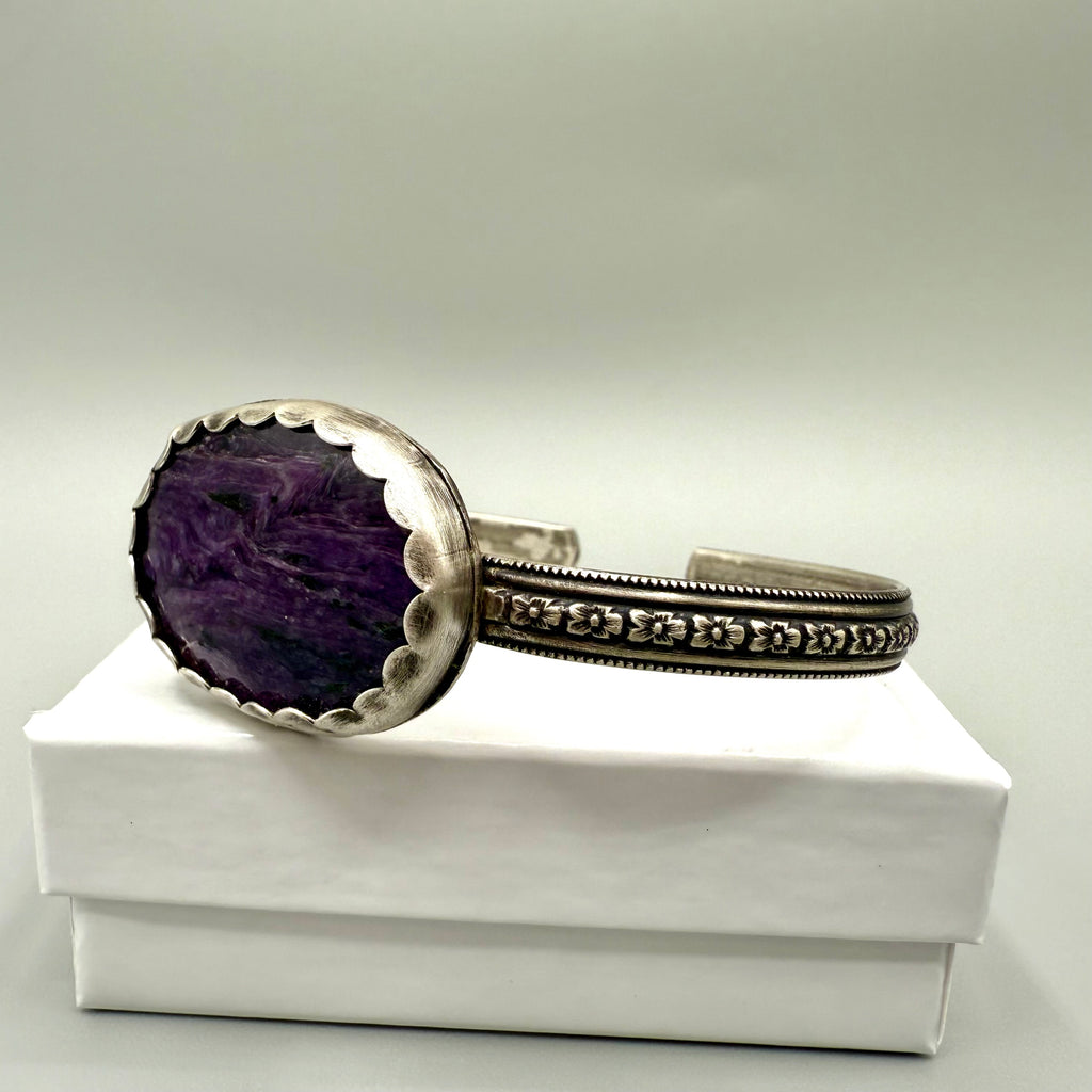 Charoite Sterling Silver Cuff Bracelet