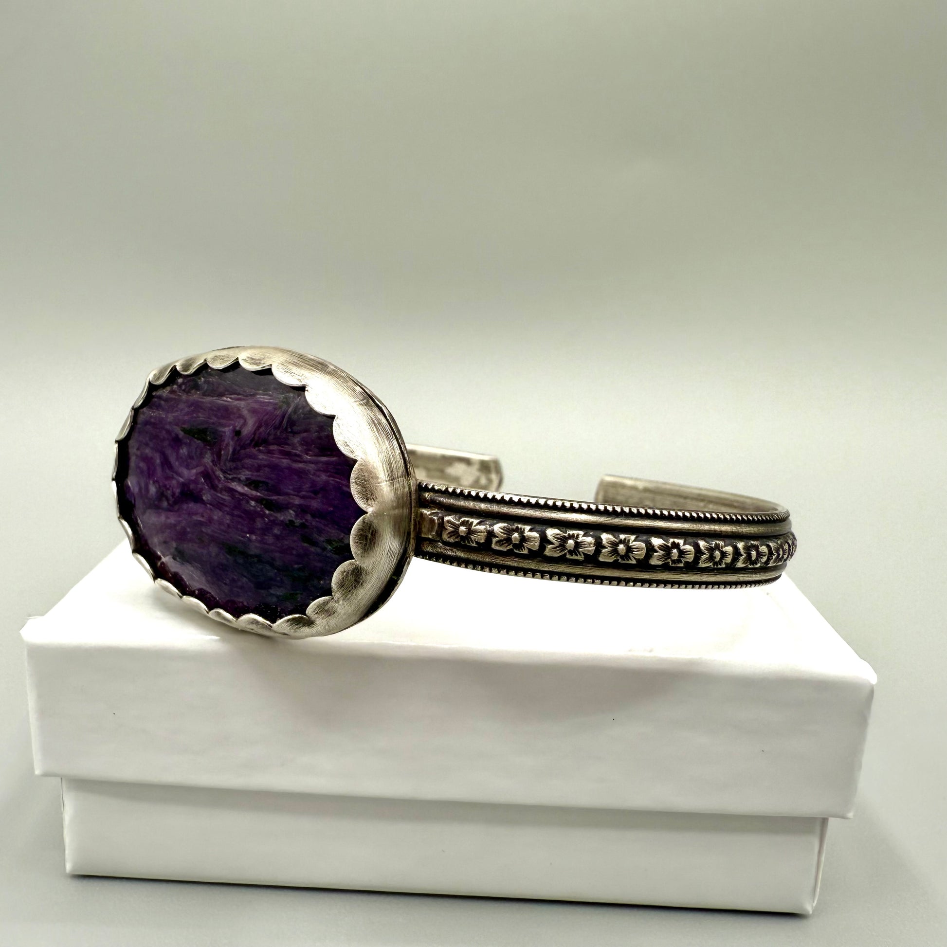Charoite Sterling Silver Cuff Bracelet