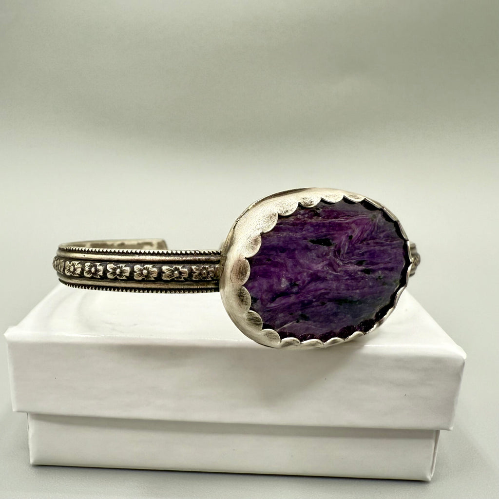 Charoite Sterling Silver Cuff Bracelet