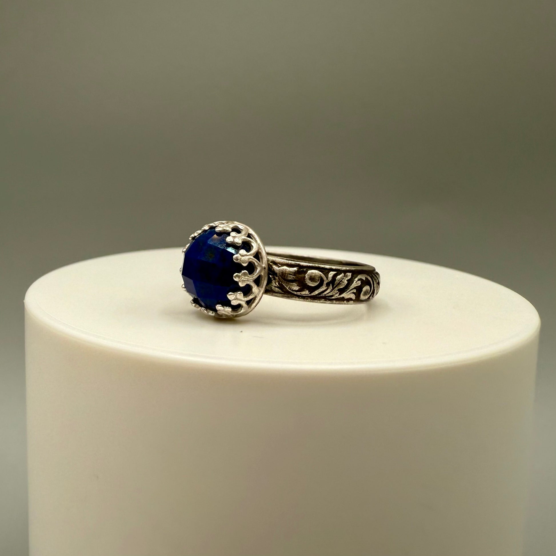 Faceted Lapis Lazuli Sterling Silver Ring