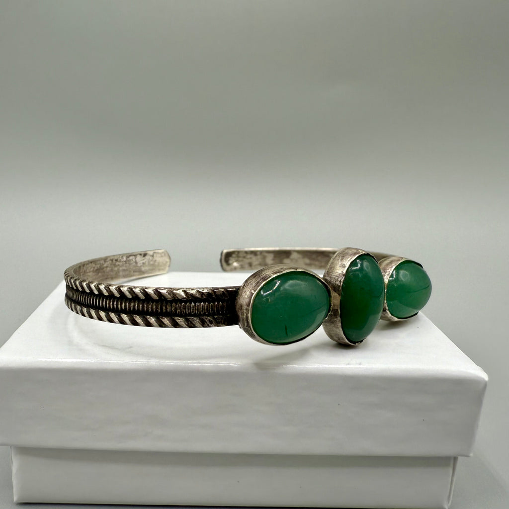Jade Sterling Silver Cuff Bracelet