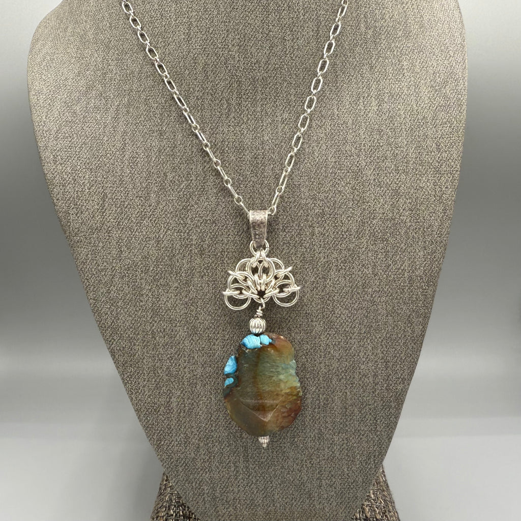 Dyed Agate Sterling Silver Necklace