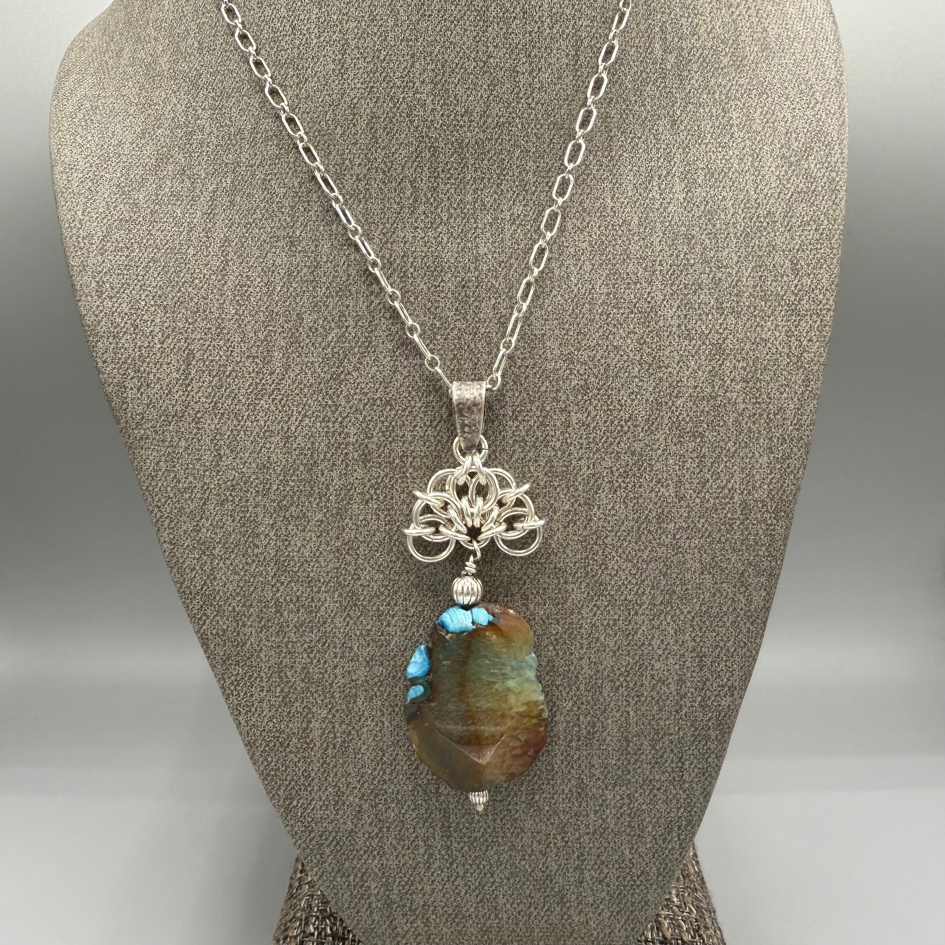 Dyed Agate Sterling Silver Necklace