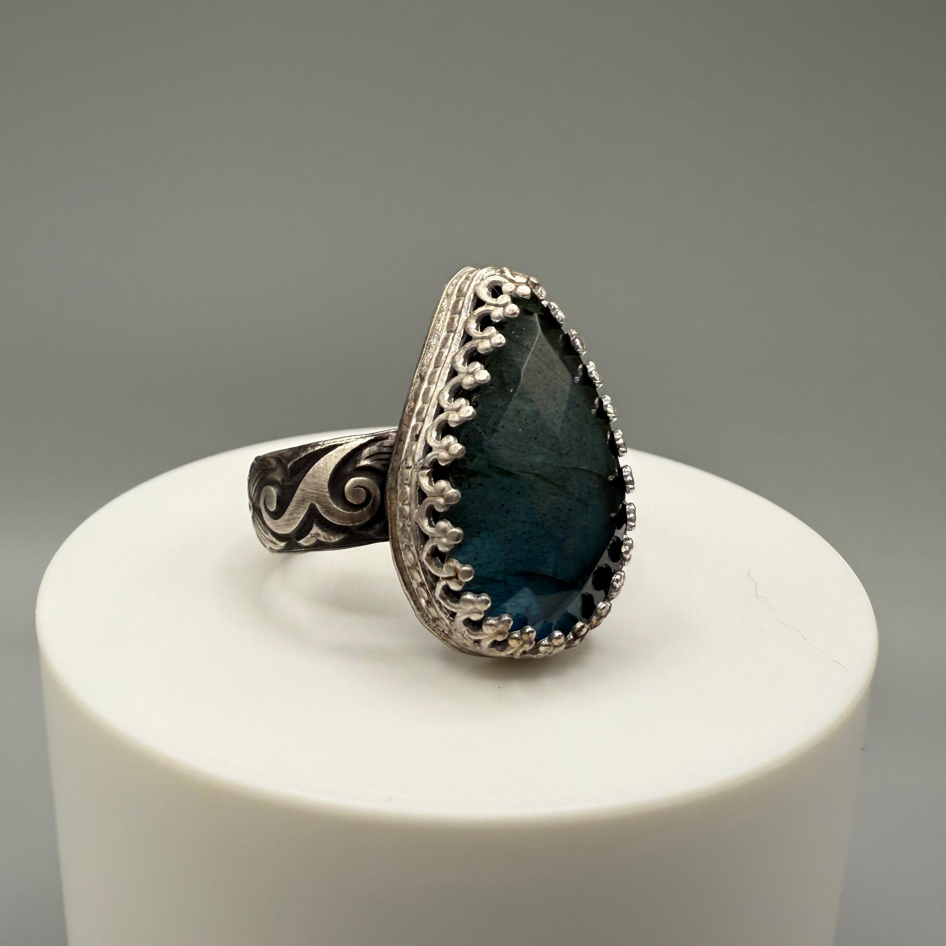 Faceted Labradorite Sterling Silver Ring