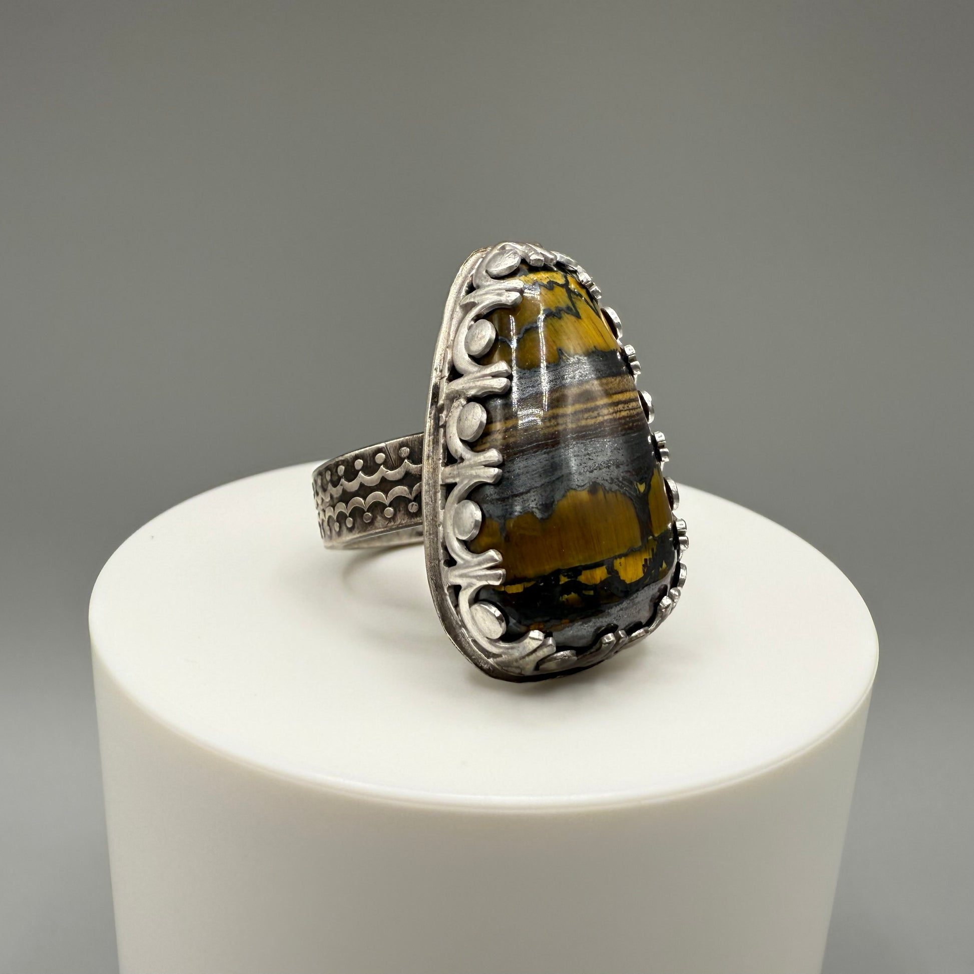 Tiger Iron Sterling Silver Ring