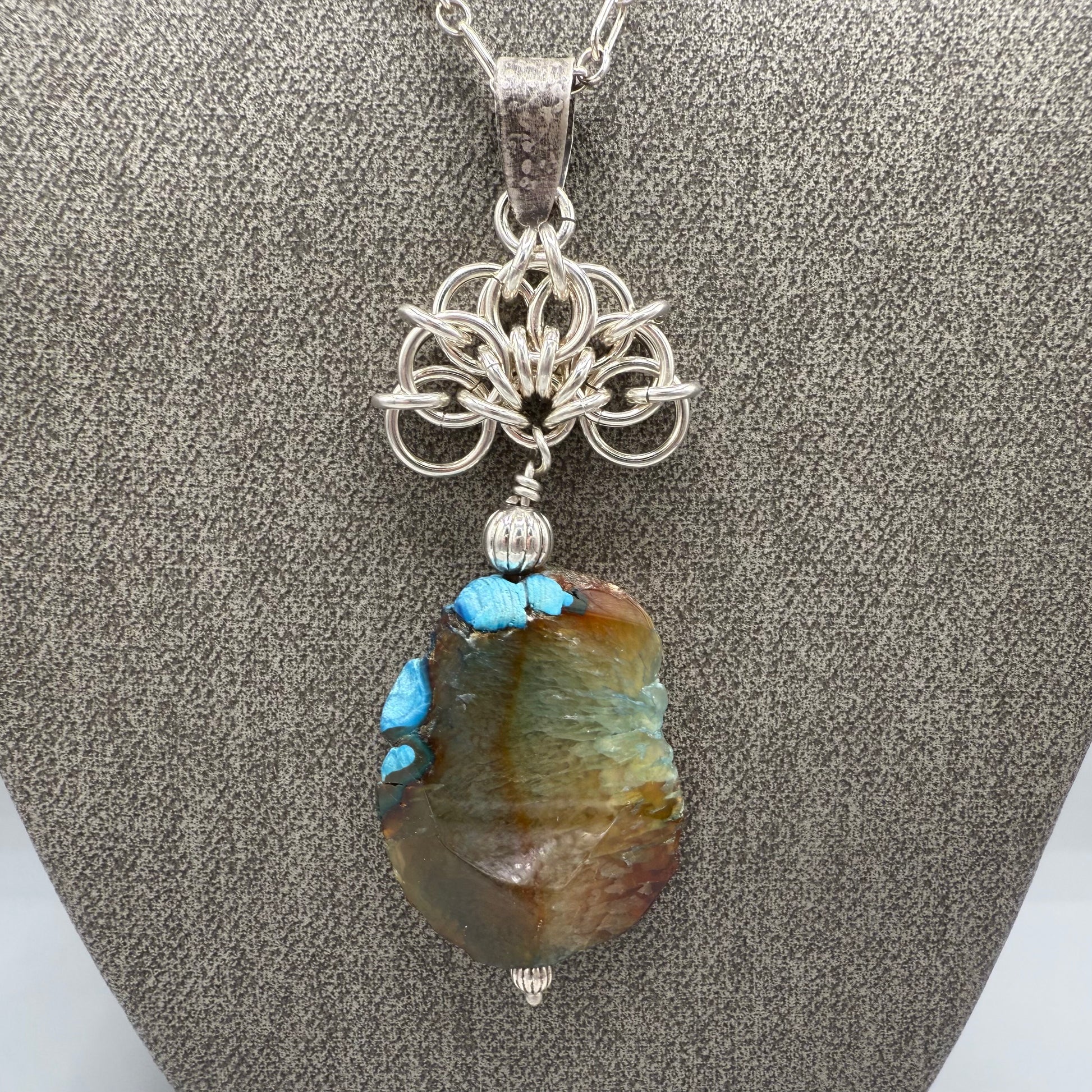 Dyed Agate Sterling Silver Necklace