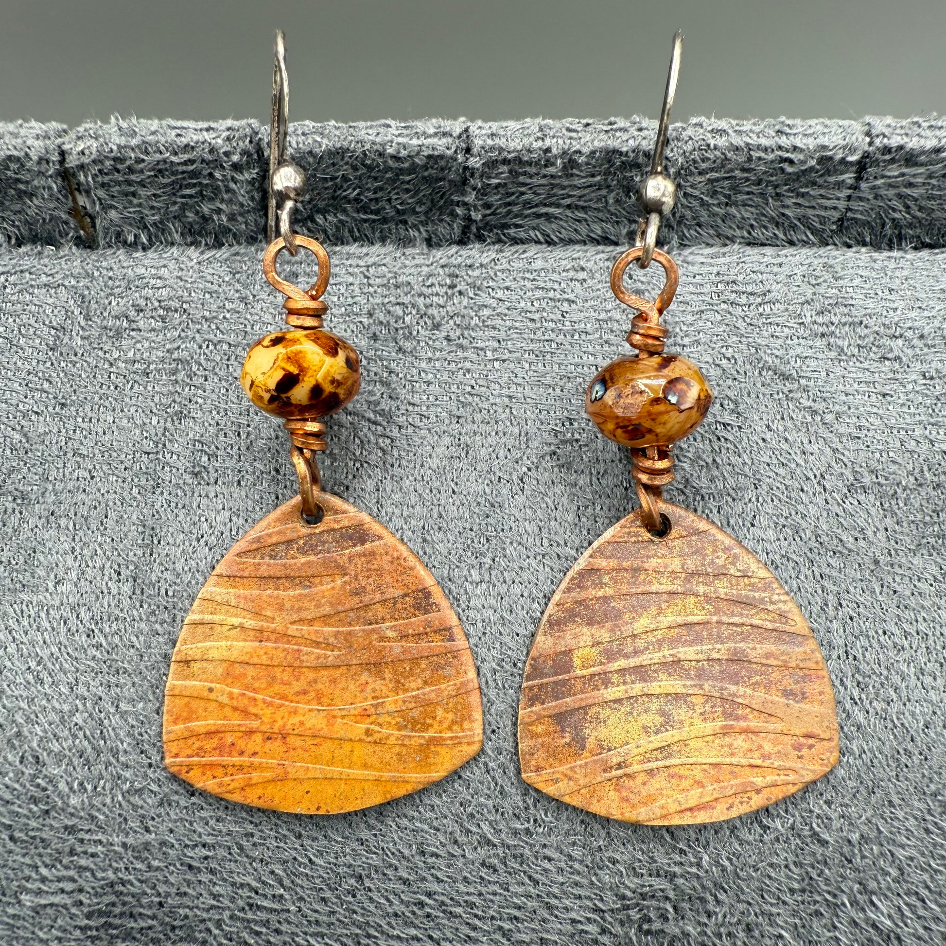 Beaded Copper Earrings