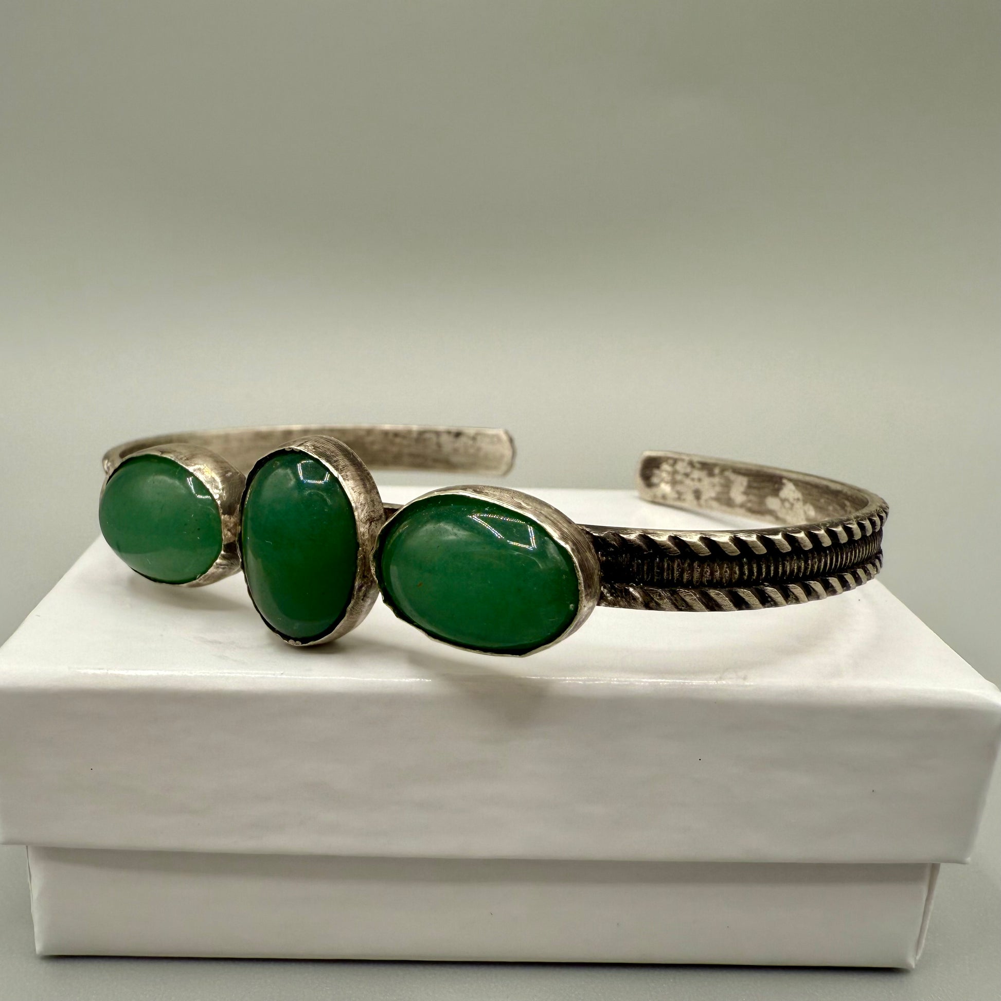 Jade Sterling Silver Cuff Bracelet