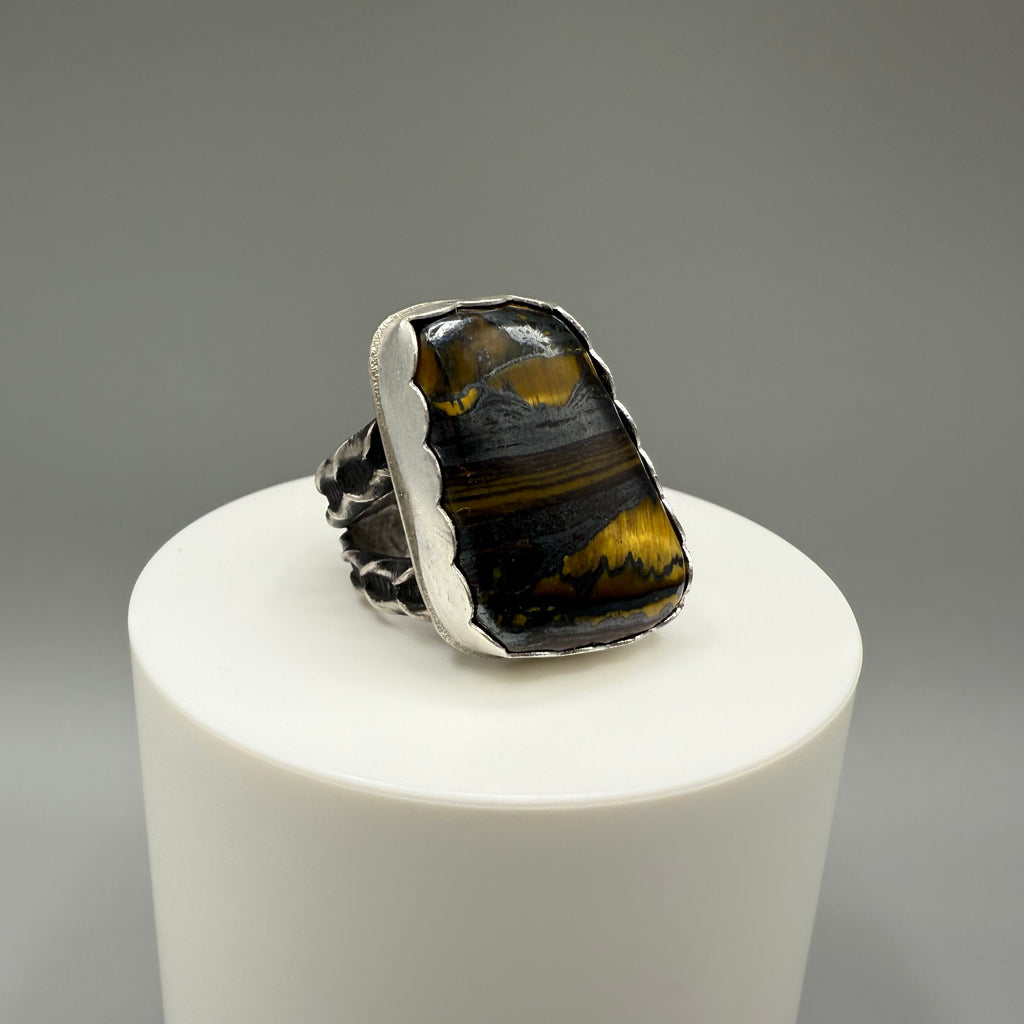 Tiger Iron Sterling Silver Ring