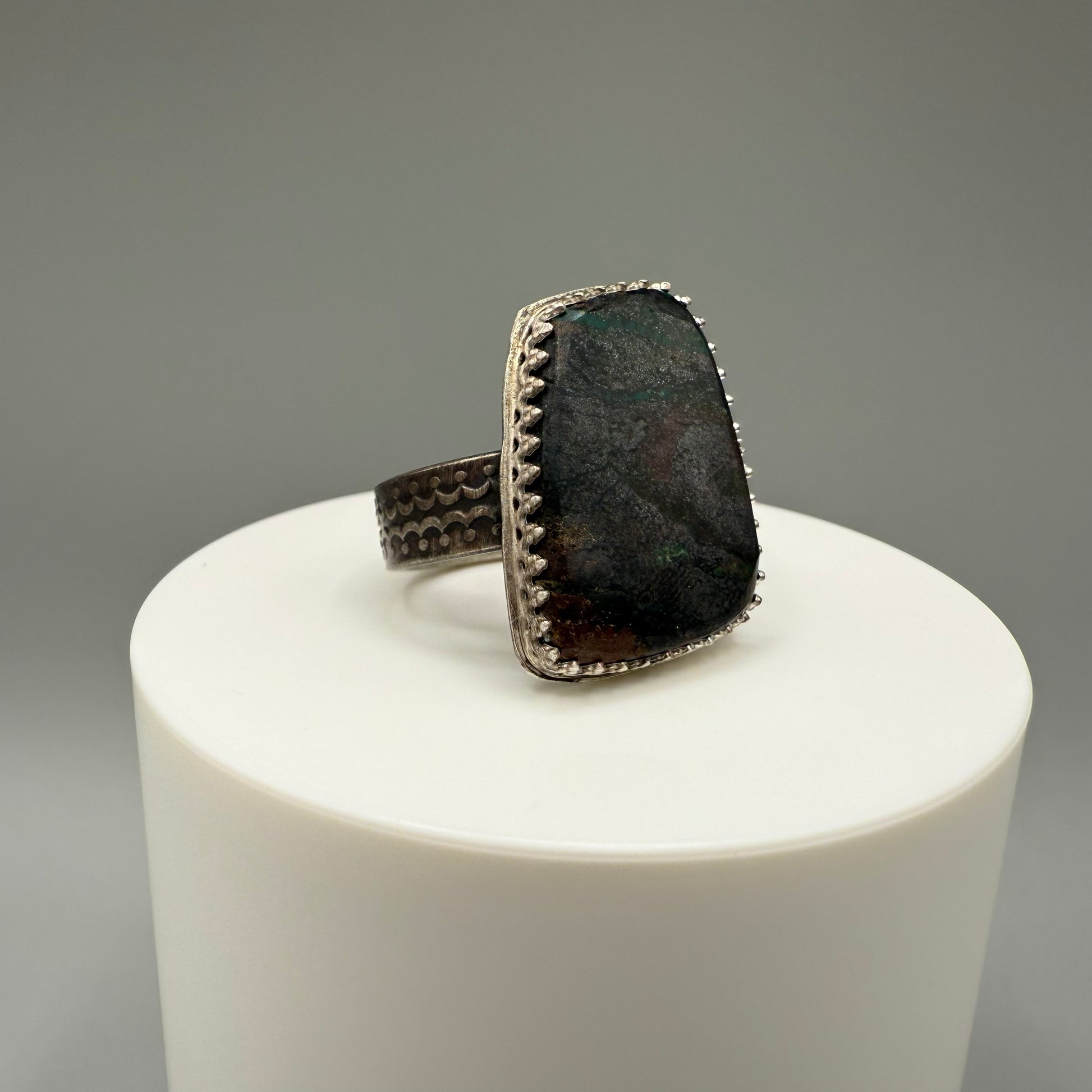 Rough Chrysocolla Sterling Silver Ring