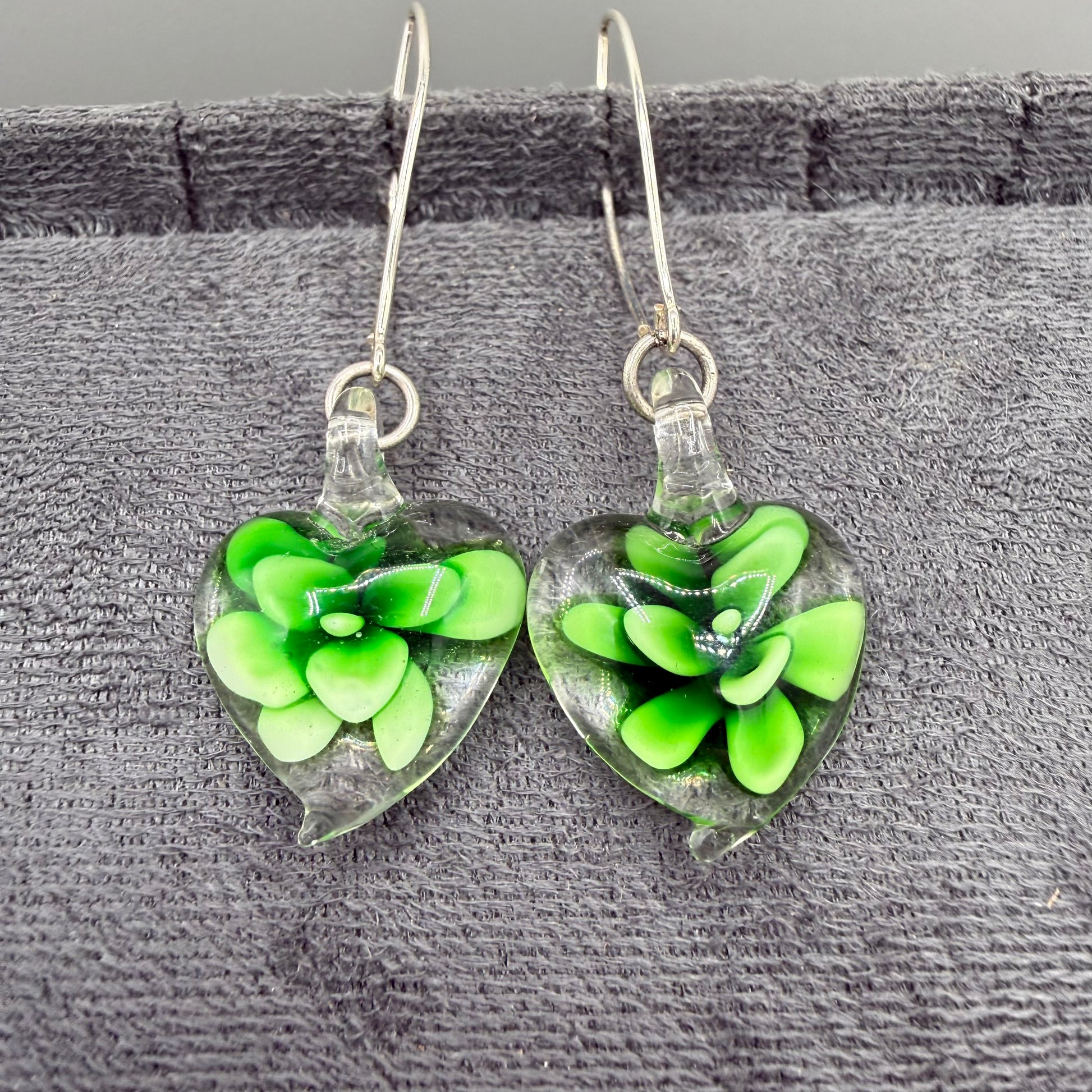Colored Glass Heart Earrings