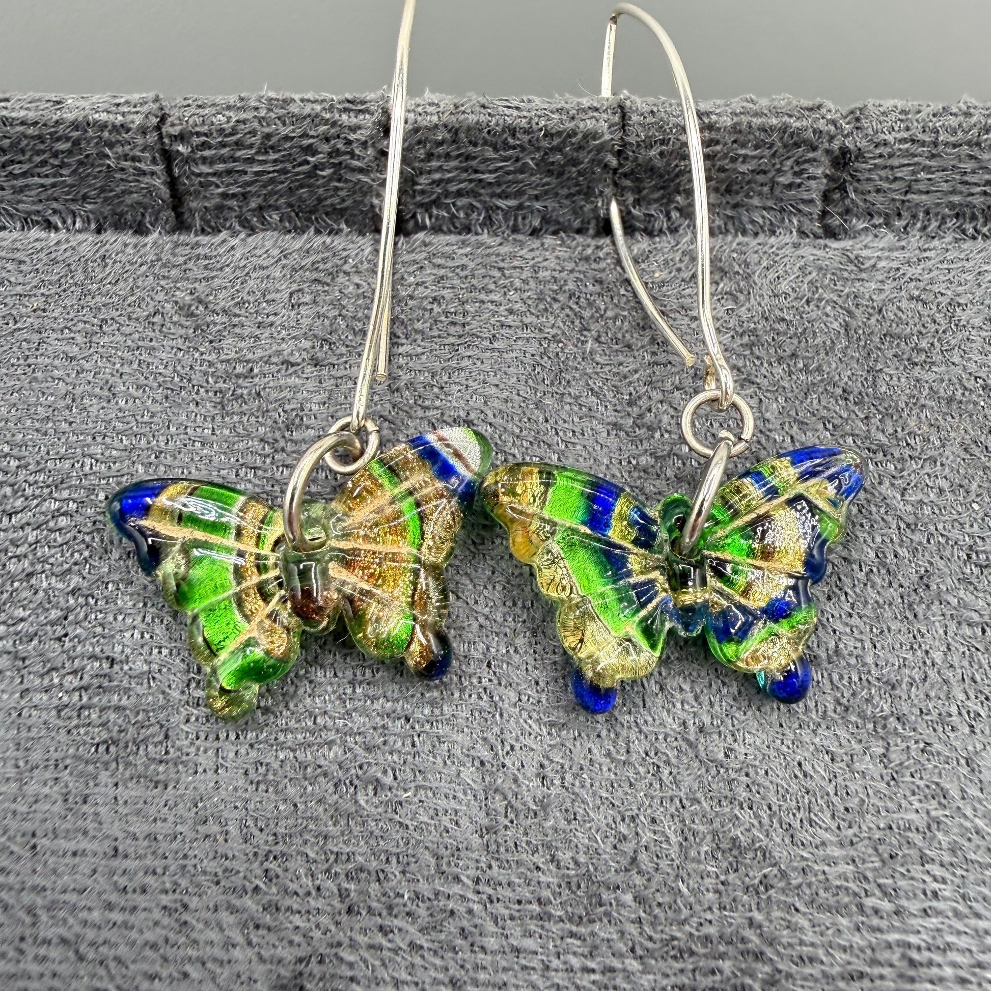 Colored Glass Butterfly Earrings